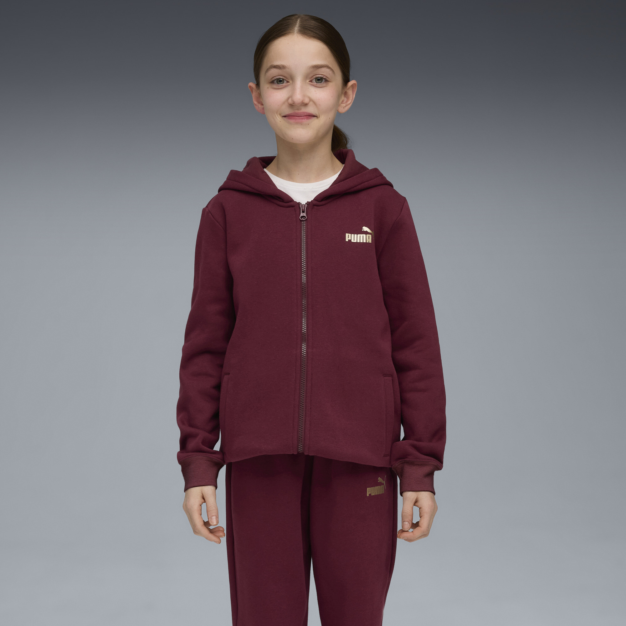 PUMA Metallic joggingpak met capuchon voor Dames, Maat 7-8Y thumbnail 4