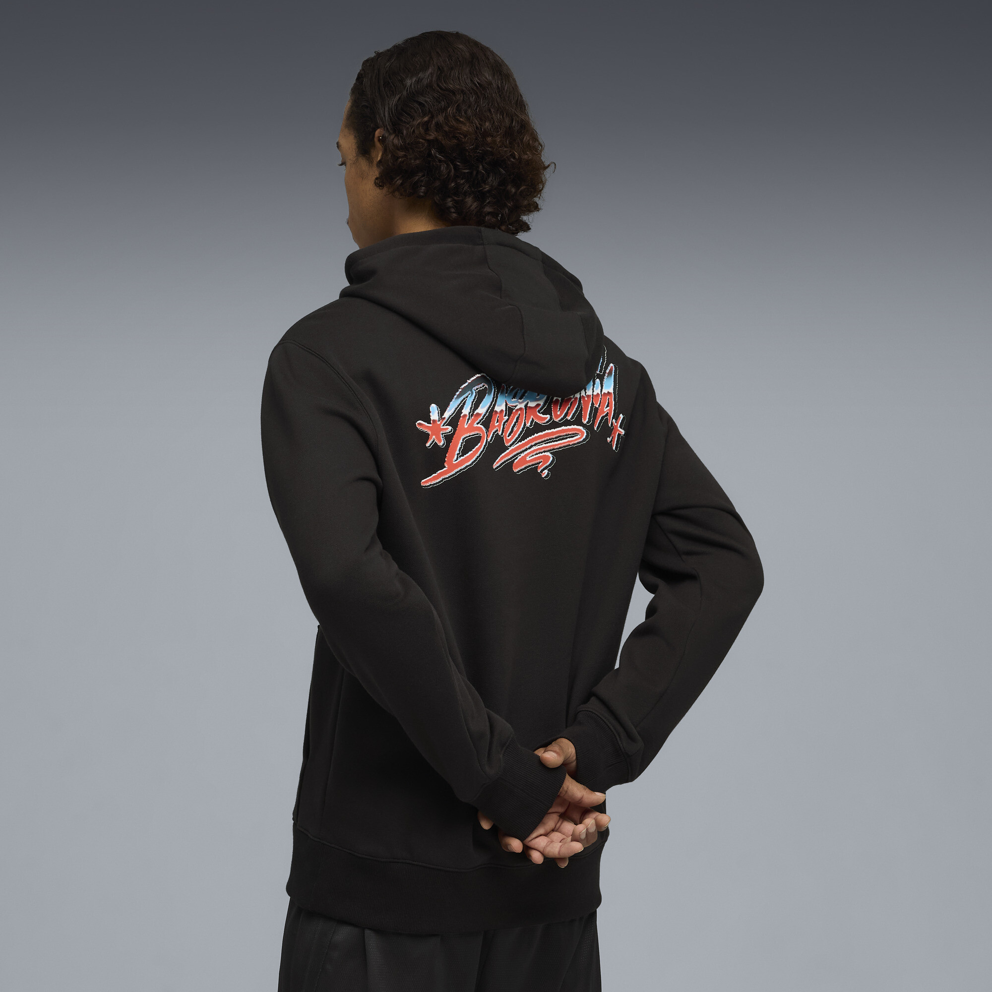 PUMA Saski Baskonia Fanwear basketbalhoodie voor Heren, Zwart, Maat 3XL thumbnail 3