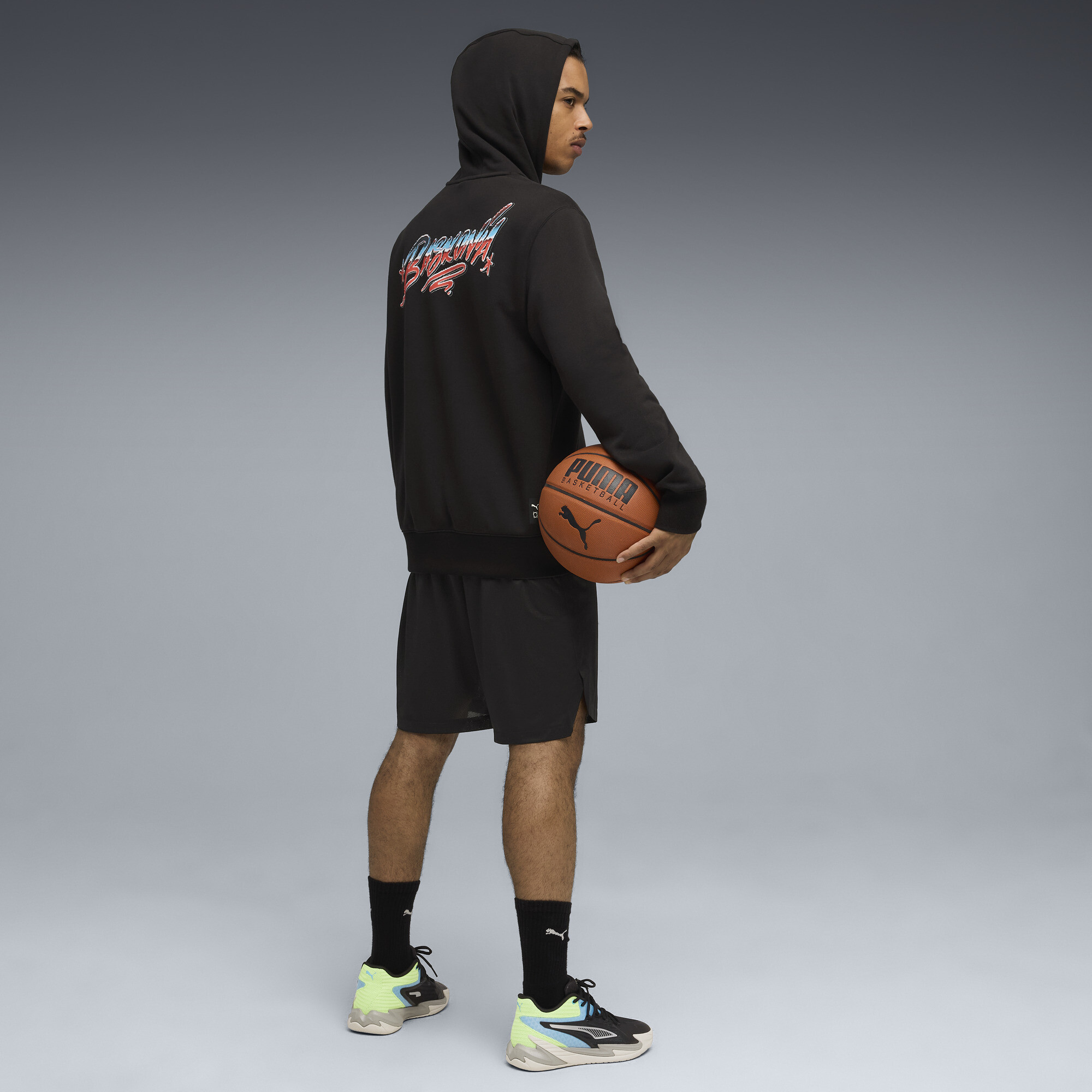 PUMA Saski Baskonia Fanwear basketbalhoodie voor Heren, Zwart, Maat 3XL thumbnail 2