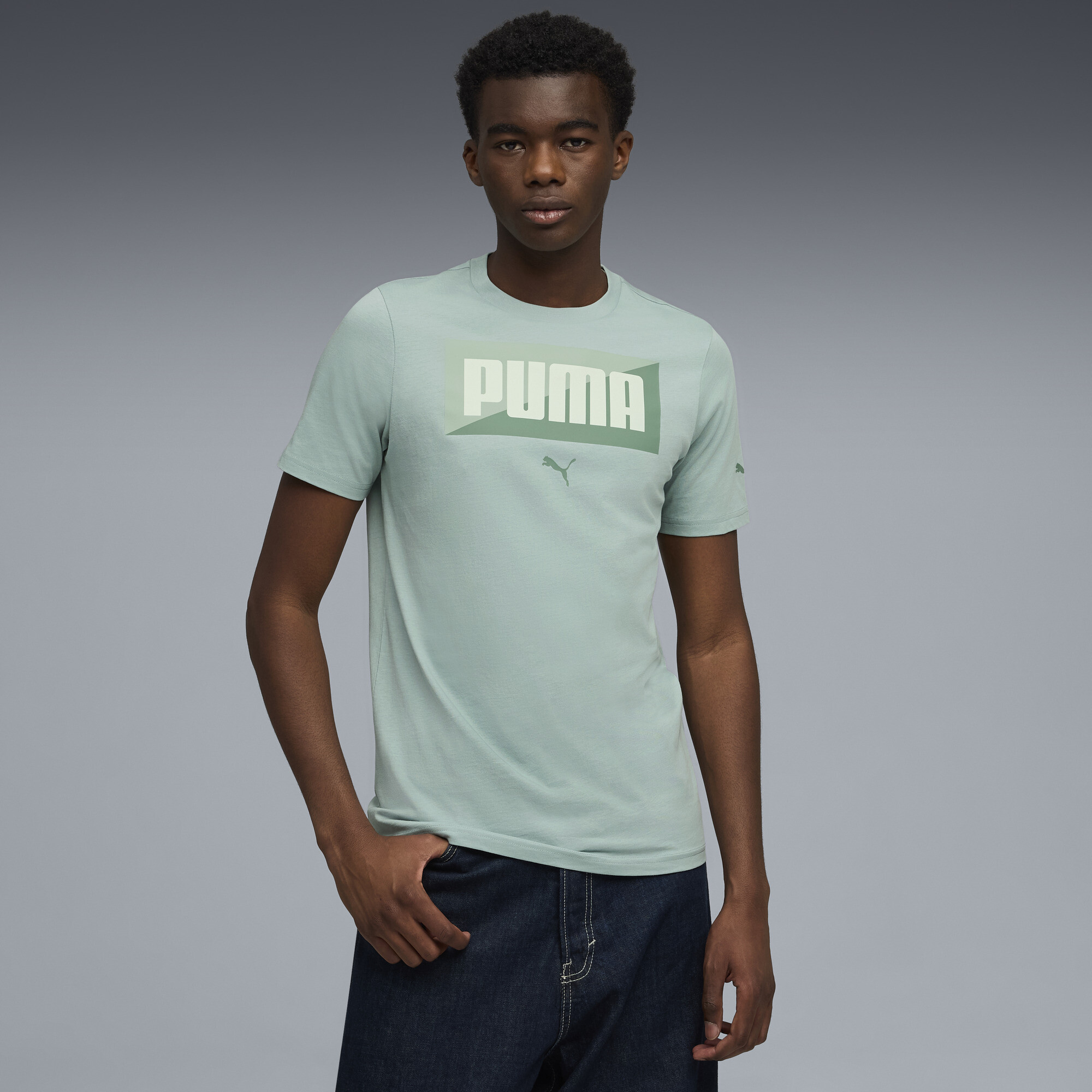 Puma Split Box T-shirt Men In Green