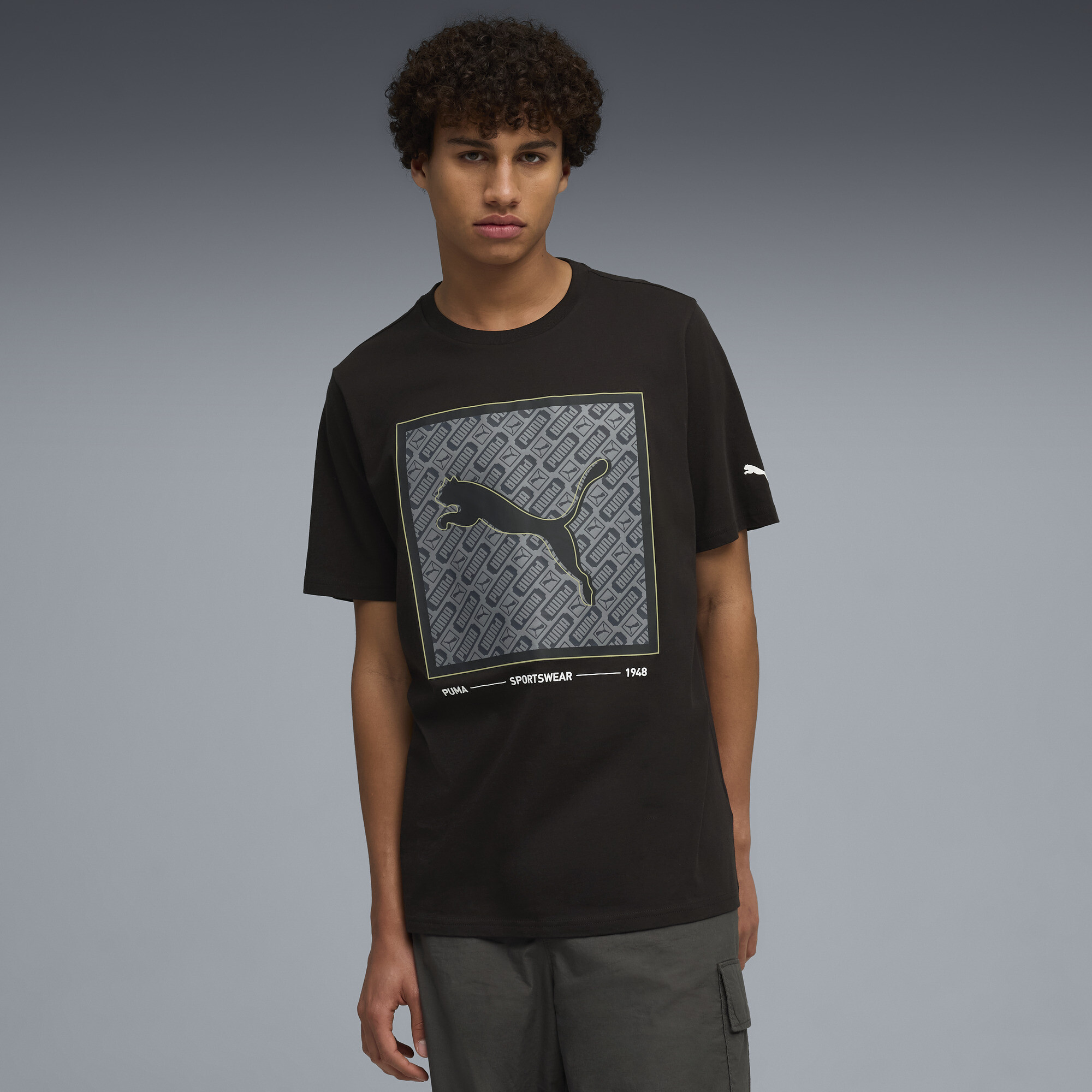Puma Pattern Box T-shirt Men In Black