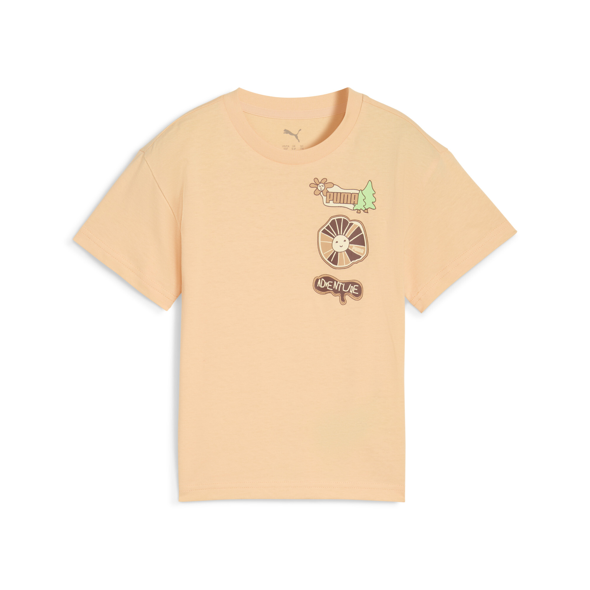 Puma Woodland T-Shirt Kinder | Mit Colorful | Peach Fizz | Größe: 7-8Y