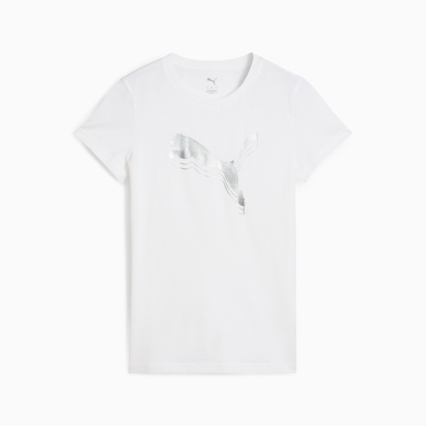 Essentials Metallic Tee Women, PUMA White-Metallic gold, large-ZAF