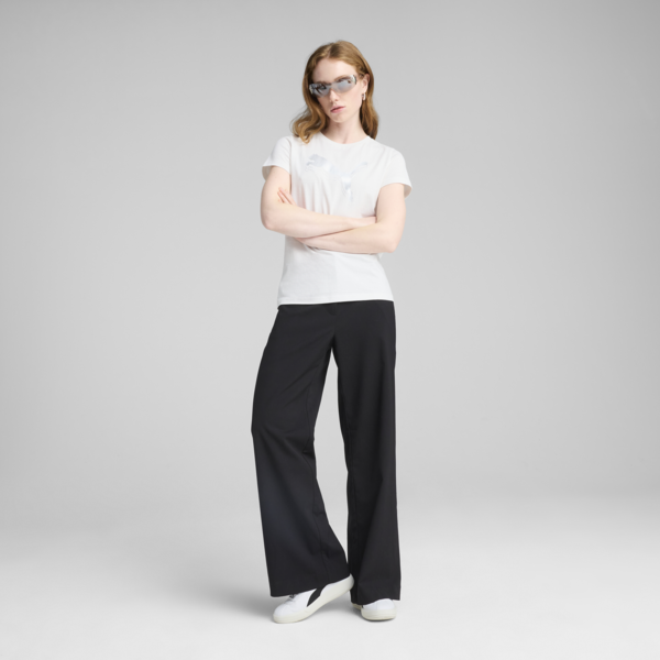 Essentials Metallic Tee Women, PUMA White-Metallic gold, large-ZAF