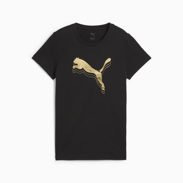 Essentials Metallic Tee Women, PUMA Black-Metallic Gold, large-ZAF