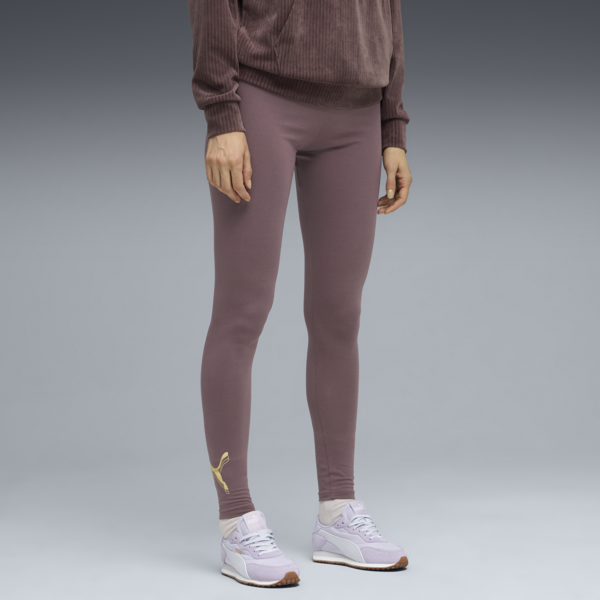 Essentials Metallic Leggings Women, Raisin-metallic gold, large-ZAF