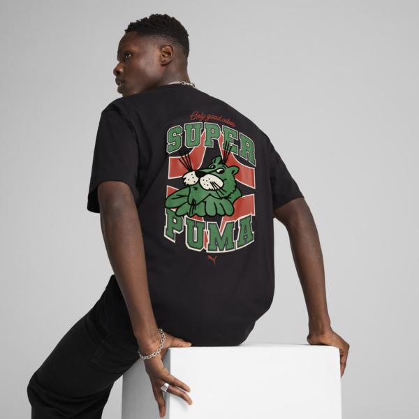 GRAPHICS Super PUMA Relaxed Tee Men, PUMA Black, large-ZAF