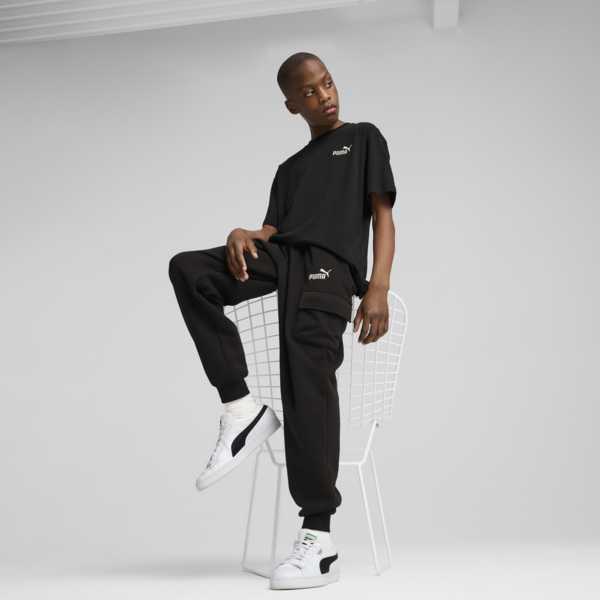 Essentials PUMA Logo Sweatpants Youth, PUMA Black, large-ZAF