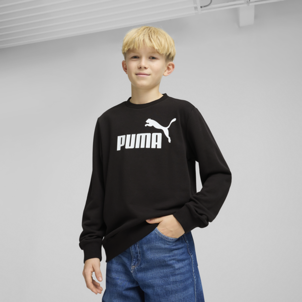 Essentials No. 1 Logo Crew Youth, PUMA Black, large-ZAF