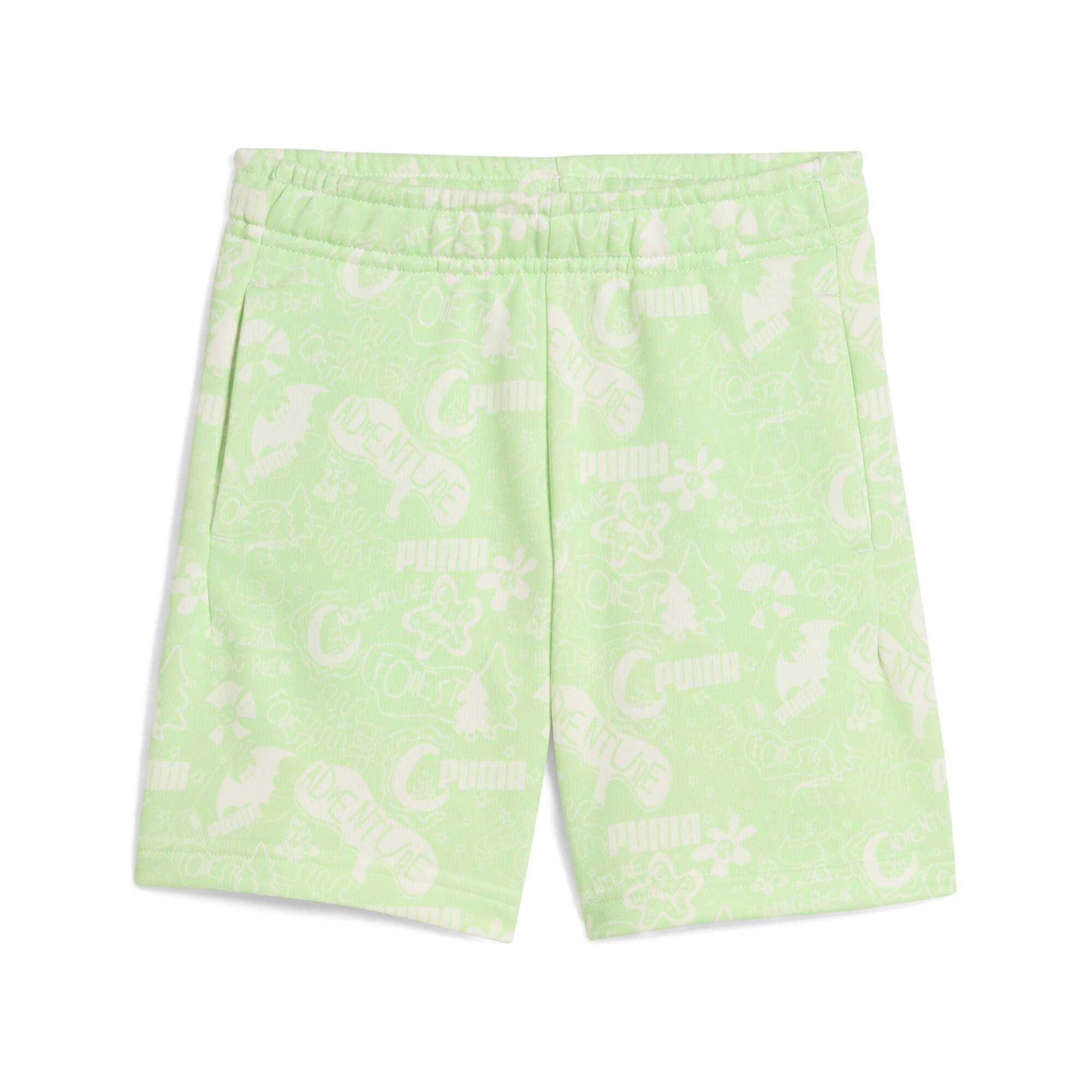 Puma Woodland Shorts Kinder | Mit Logo Print | Spring Fern | Größe: 5-6Y