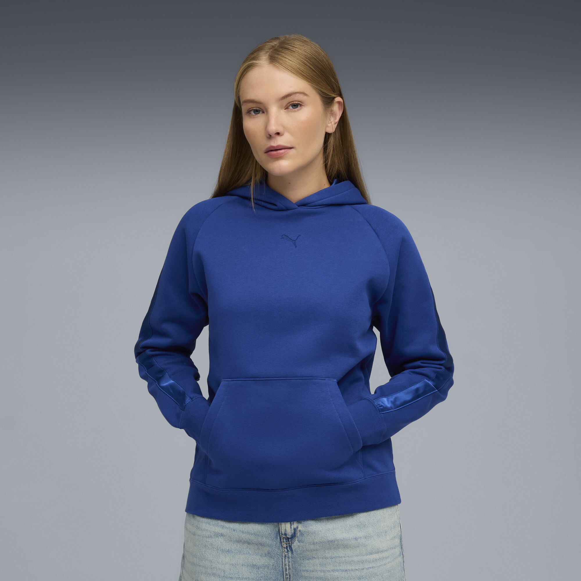 PUMA Essentials Satin Women's Hoodie in Blue, Size XL