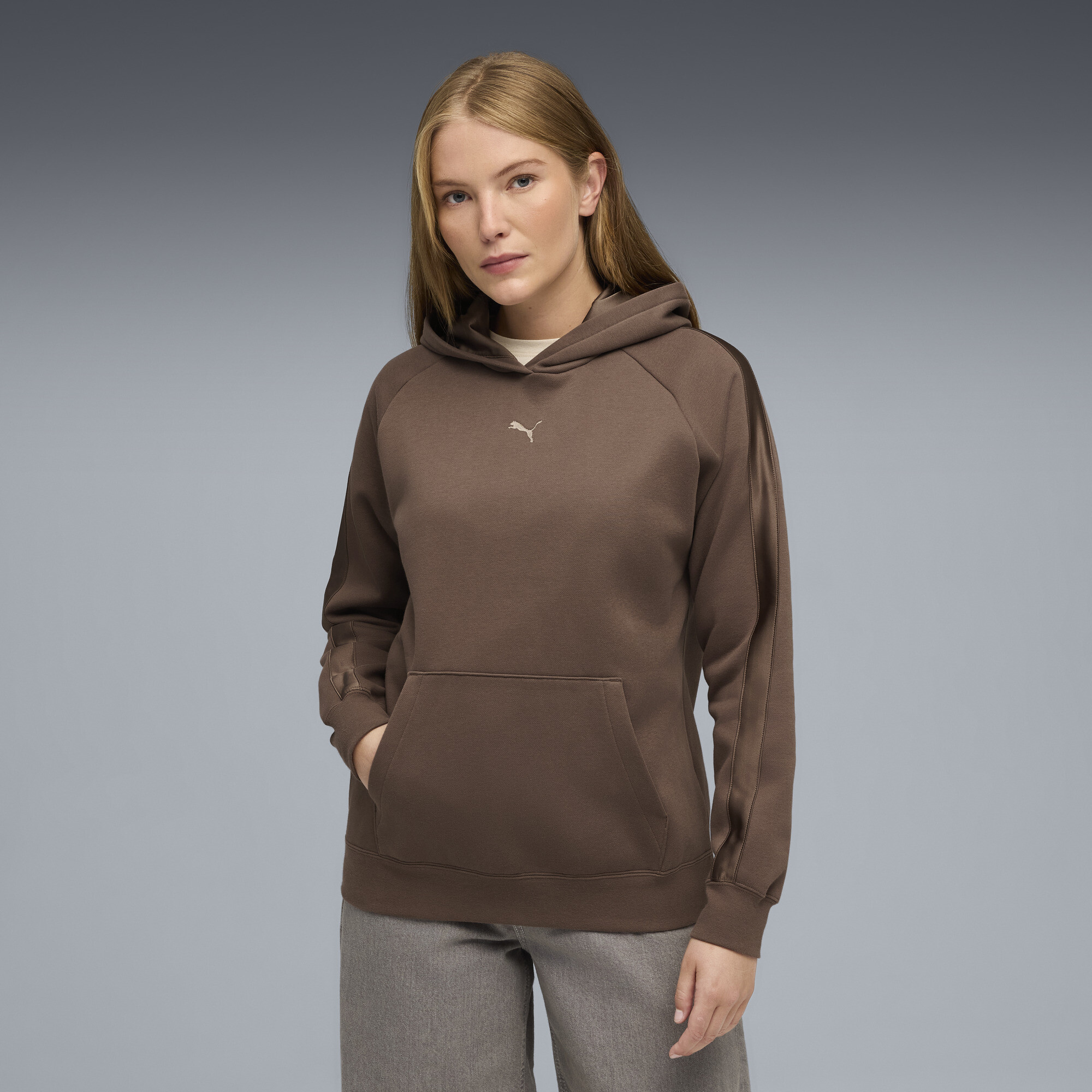 Puma Essentials Satin Women's Hoodie In Brown