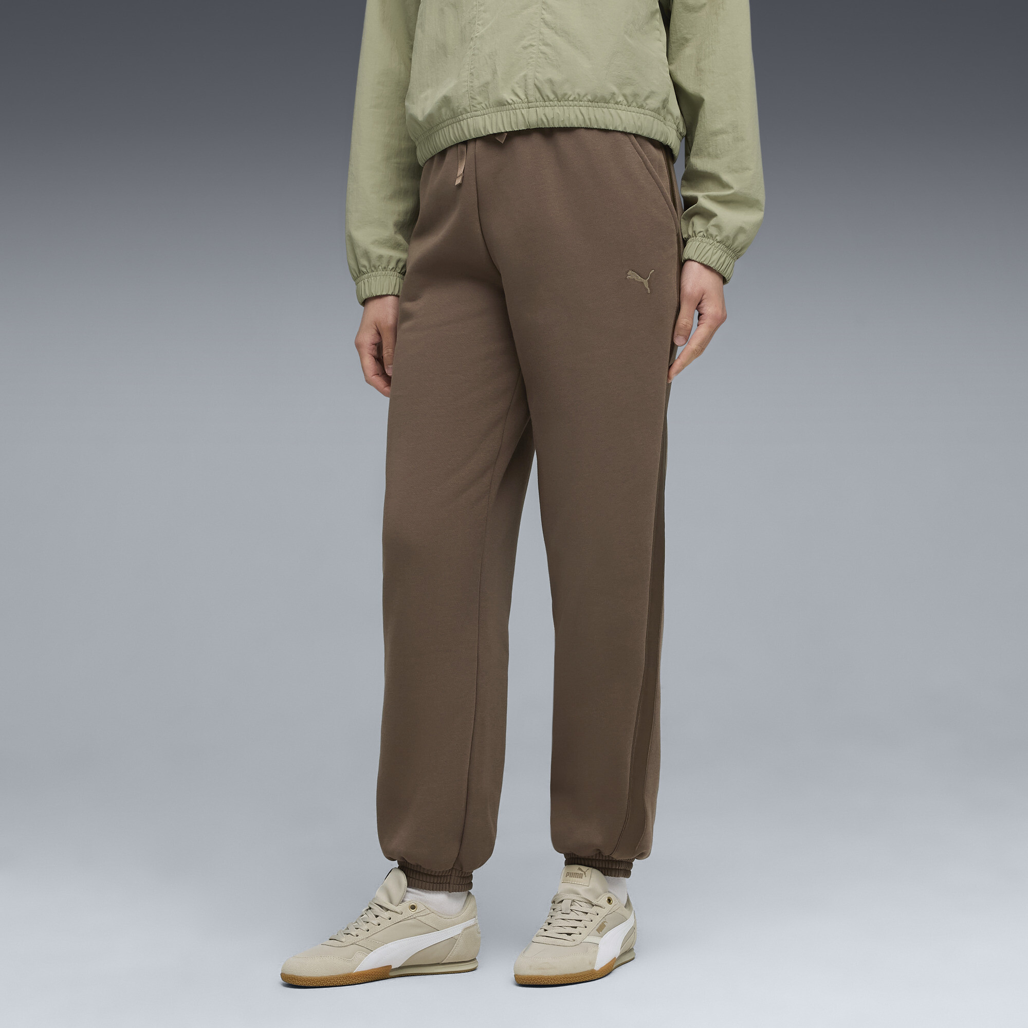 Puma Essentials Satin Women's Jogger Pants In Brown