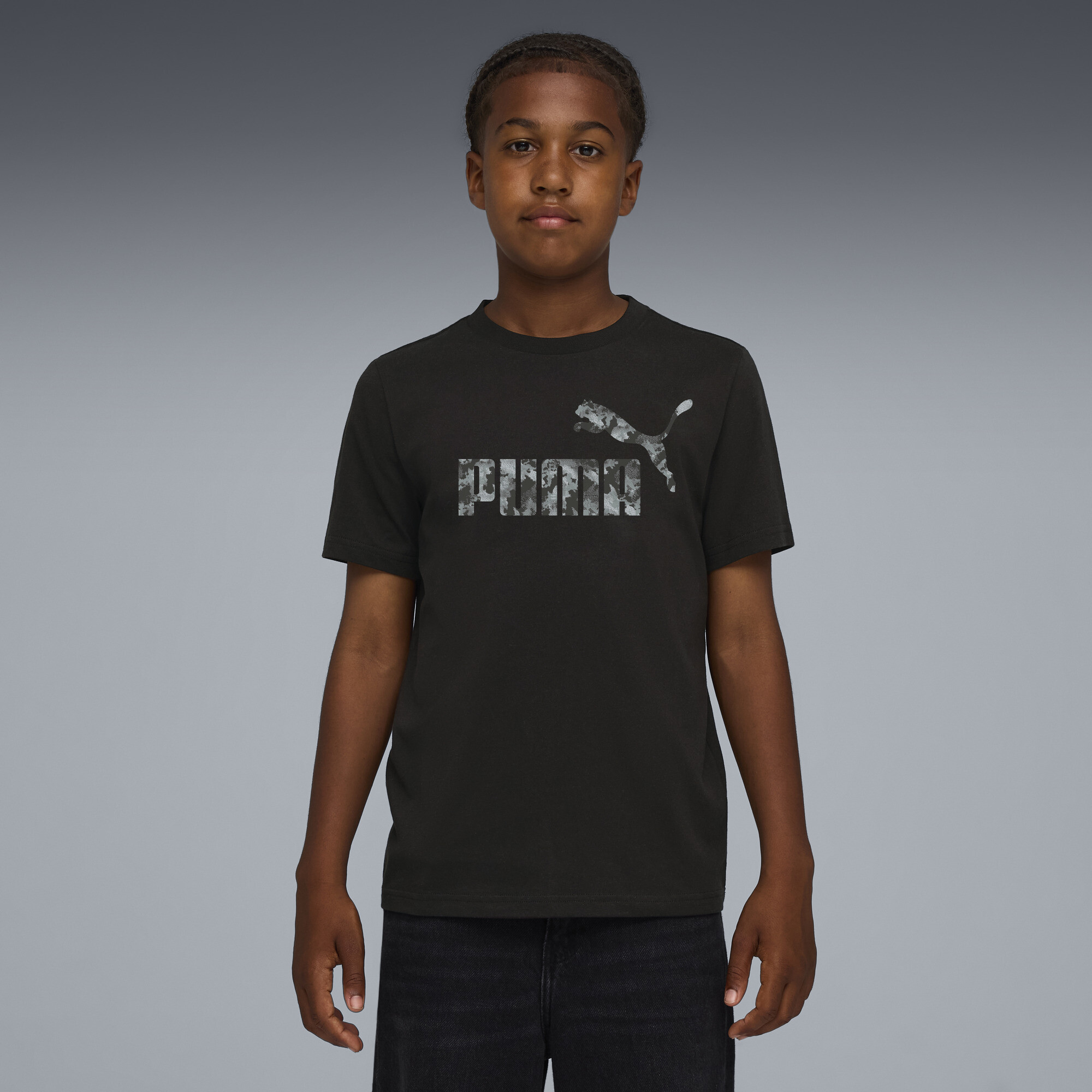 PUMA Essentials camouflage T-shirt voor Heren, Zwart, Maat 11-12Y thumbnail 4