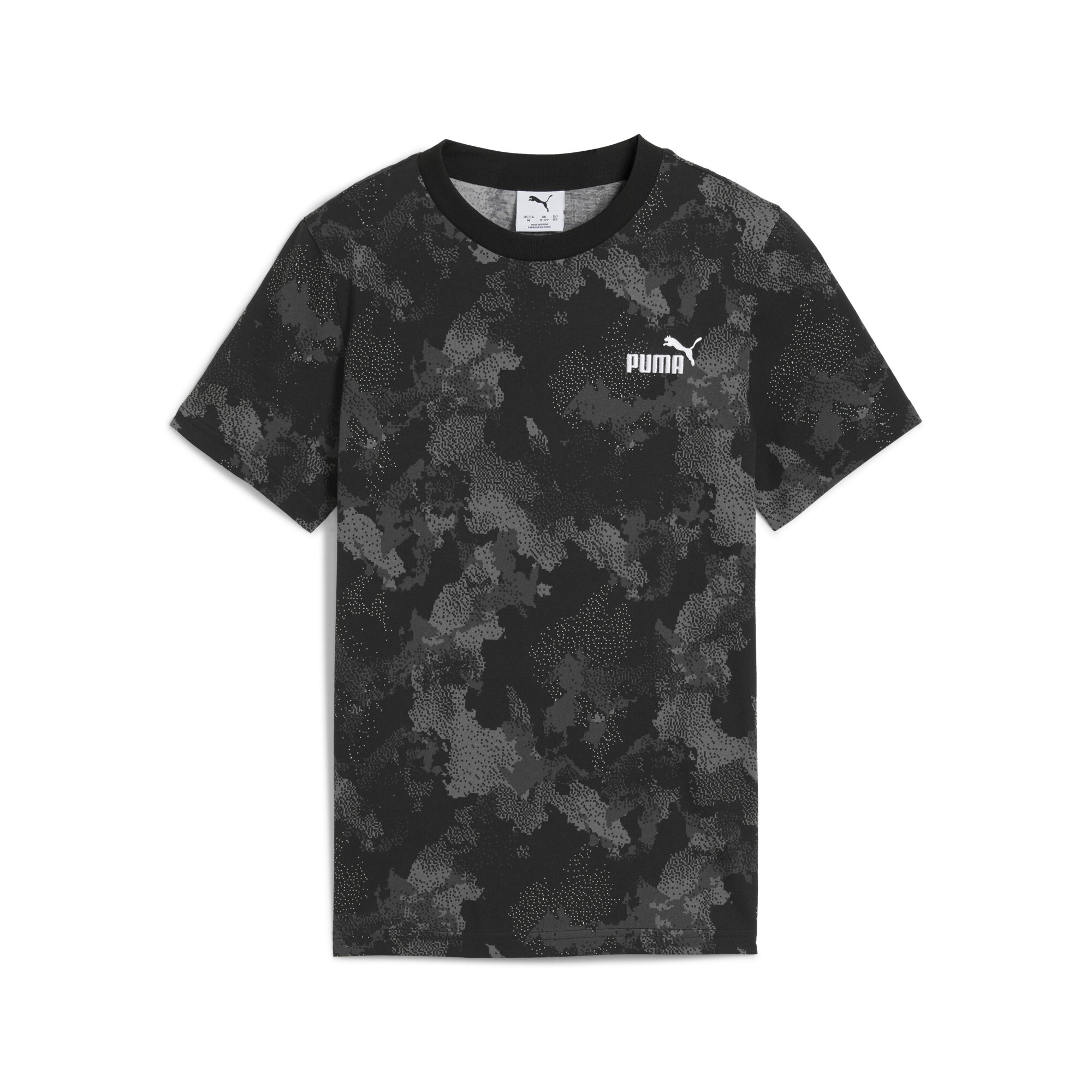 PUMA Essentials T-shirt met all-over-camouflageprint voor Heren, Zwart, Maat 11-12Y thumbnail 3