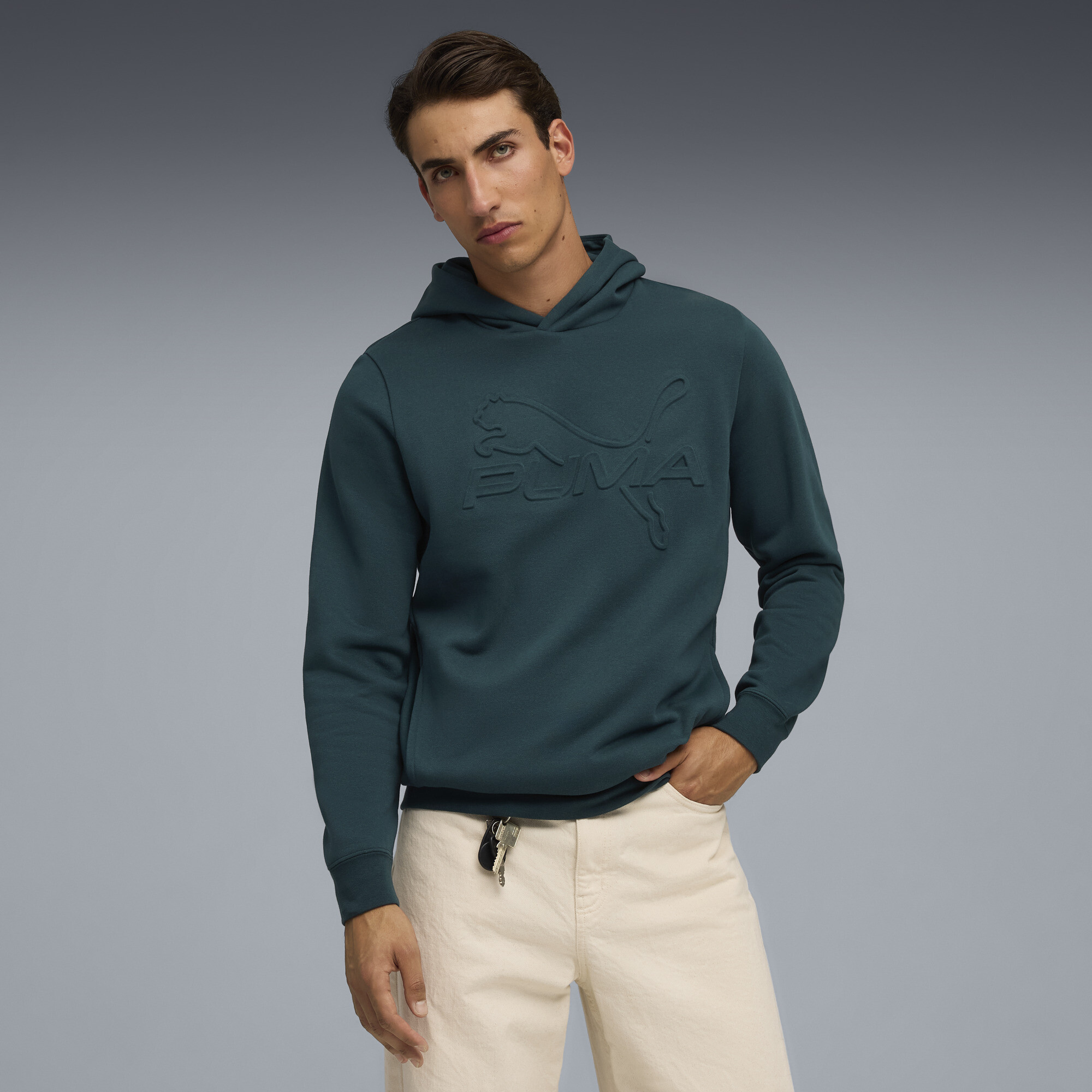 PUMA Elevated Essentials Men's Hoodie in Green, Size M