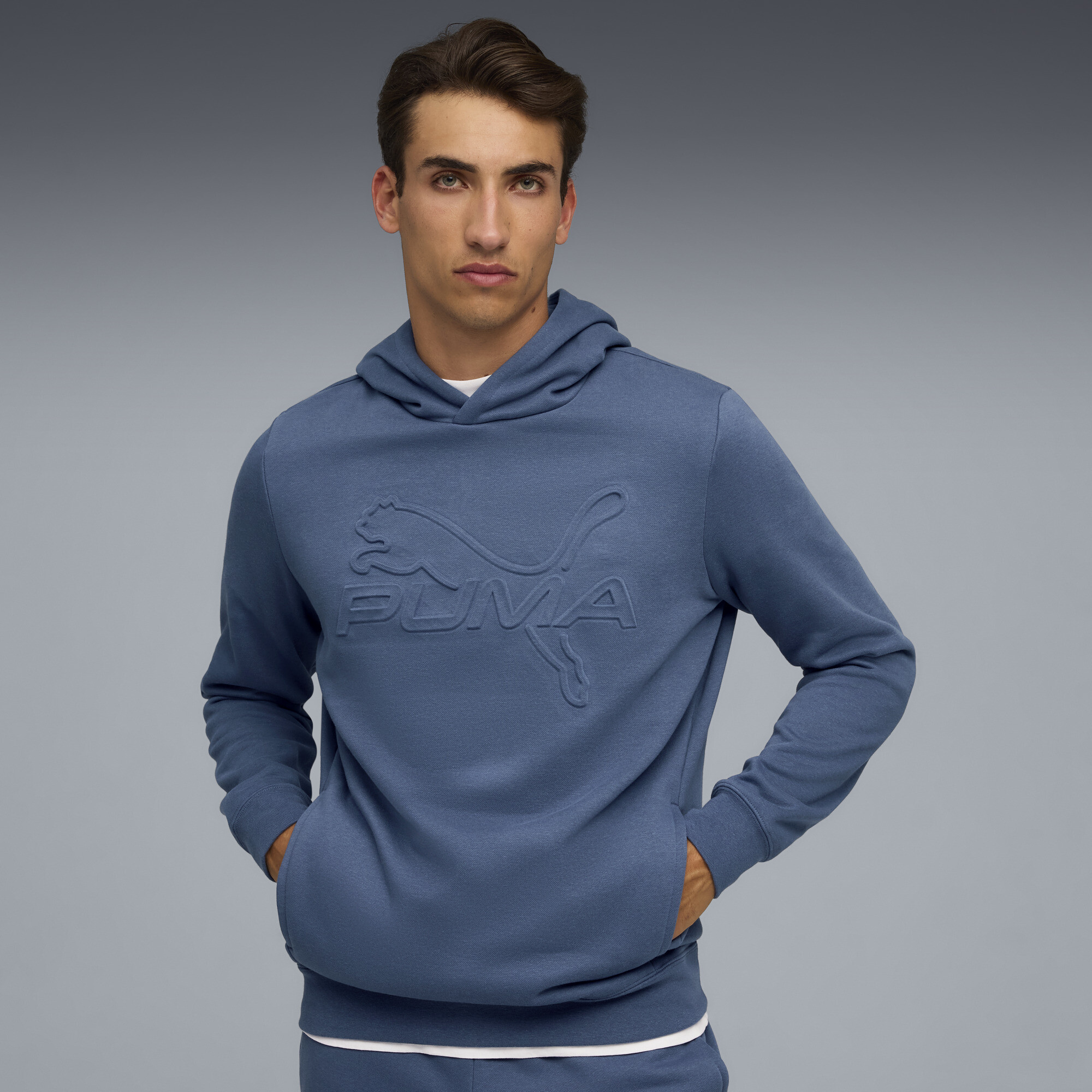 PUMA Elevated Essentials Men's Hoodie in Blue, Size M