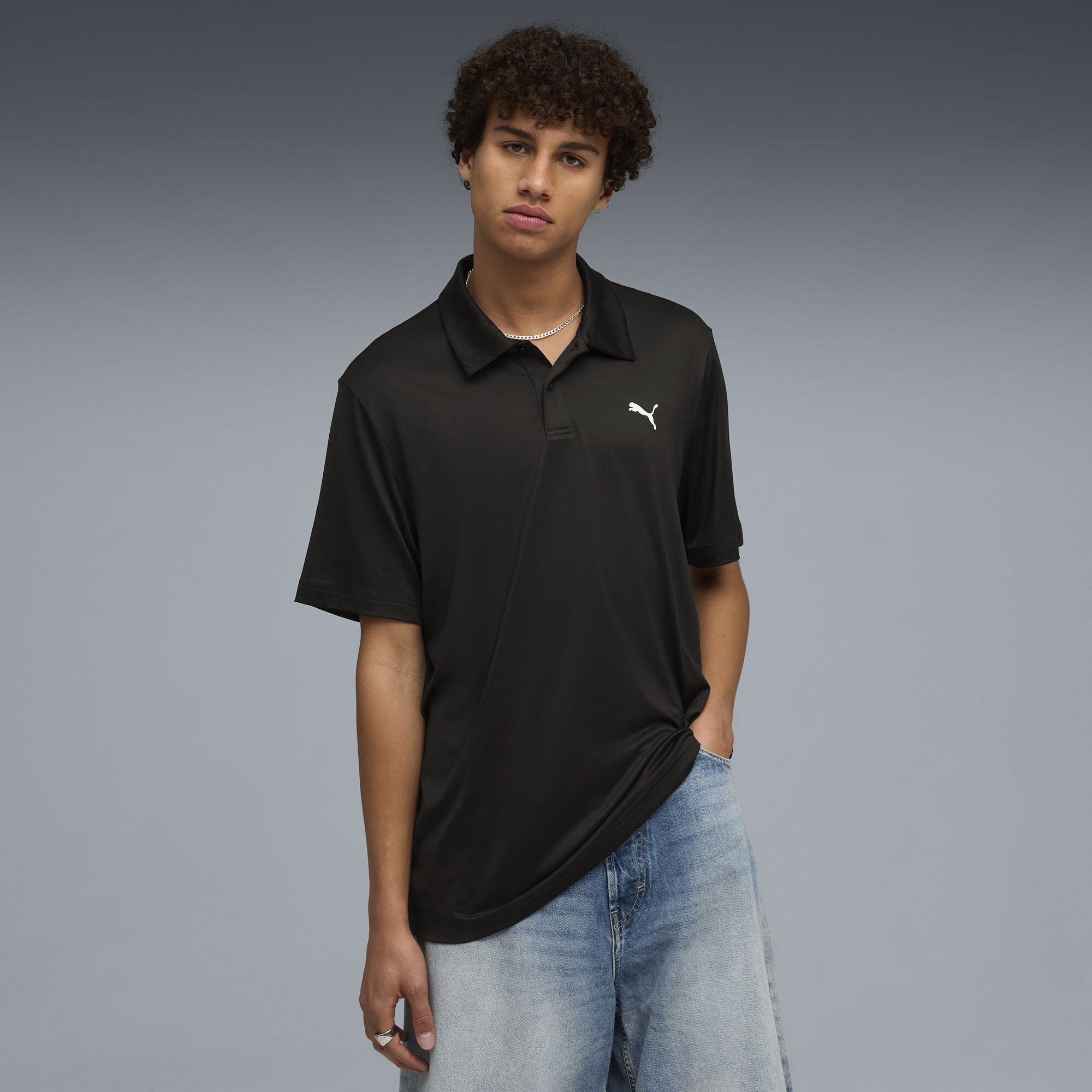 PUMA Essentials Men's Polo Shirt in Black, Size M