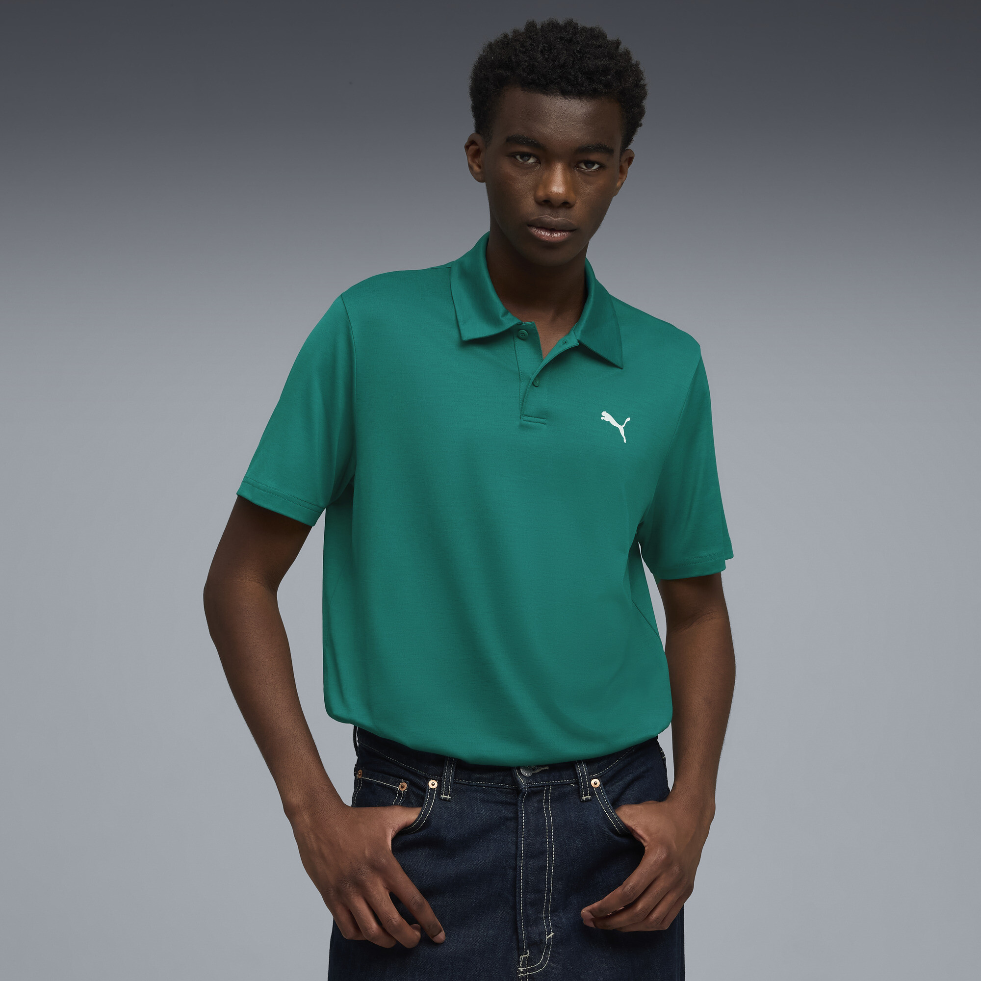 PUMA Essentials Men's Polo Shirt in Green, Size M