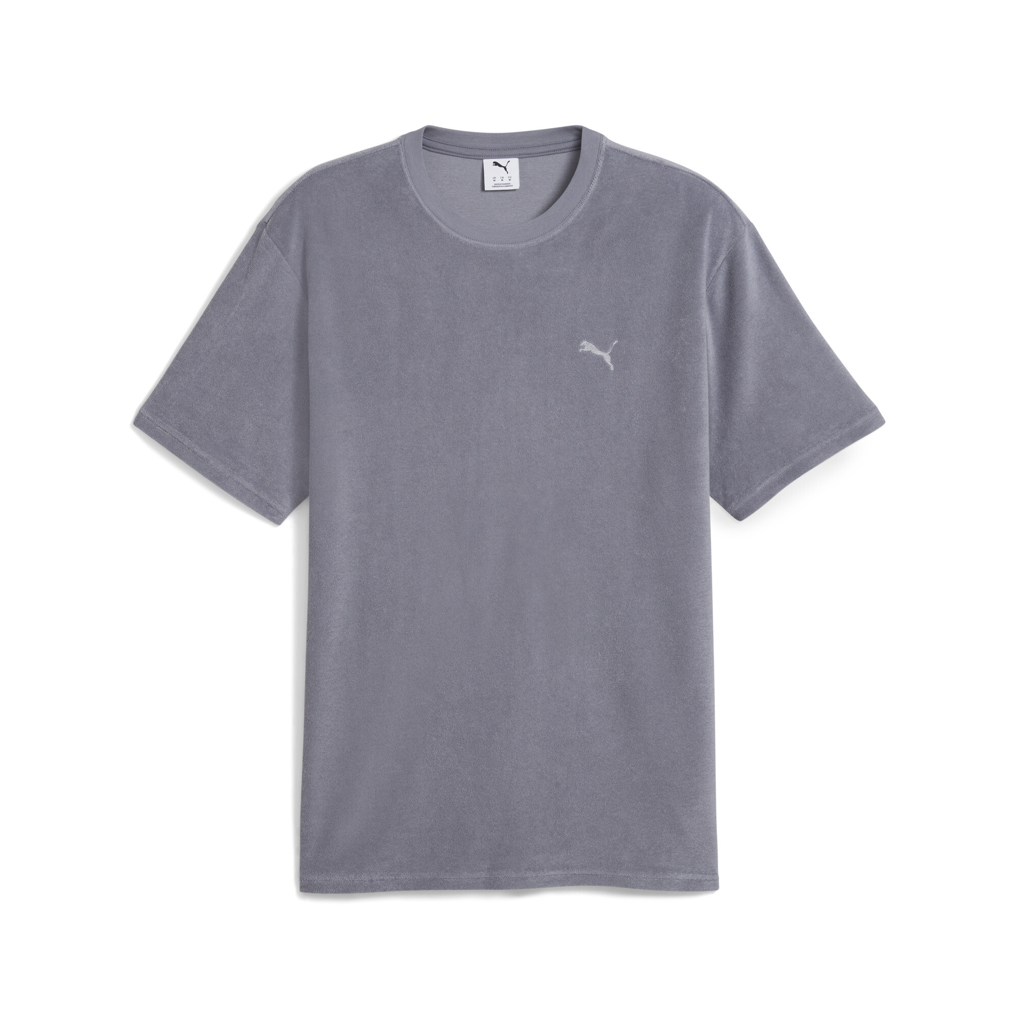 Puma Towelling Cat Relaxed T-Shirt Herren | Mit Plain | Gray Tile | Größe: XL