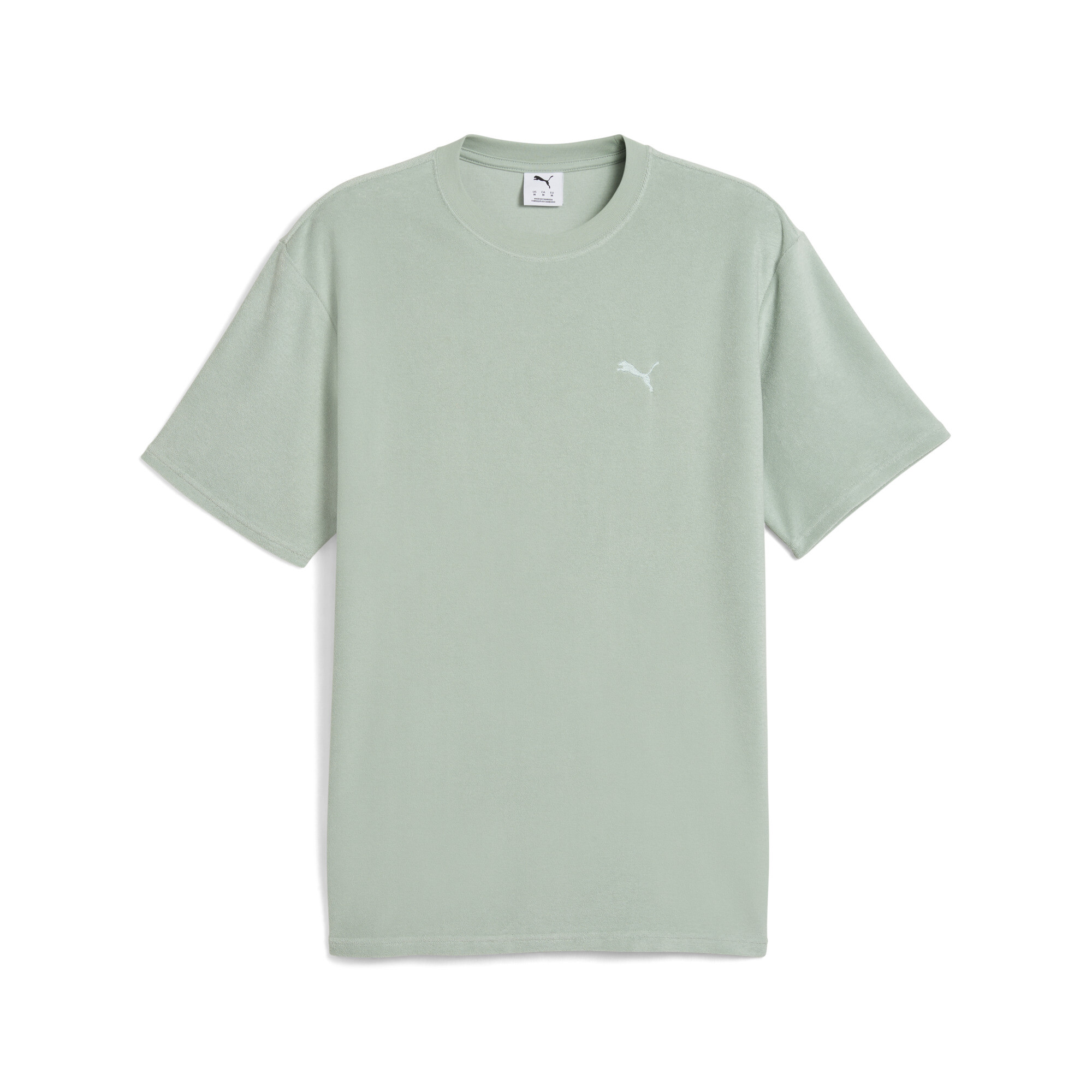 Puma Towelling Cat Relaxed T-Shirt Herren | Mit Plain | Green Fog | Größe: L