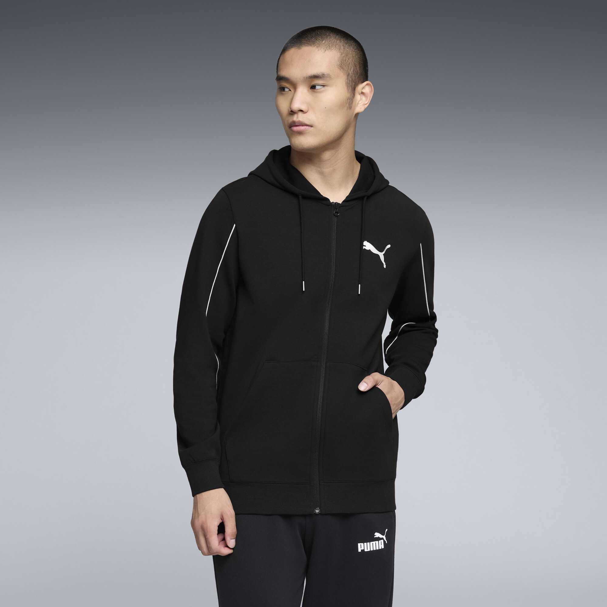 PUMA Sport Men's Zip-Up Hoodie in Black, Size M