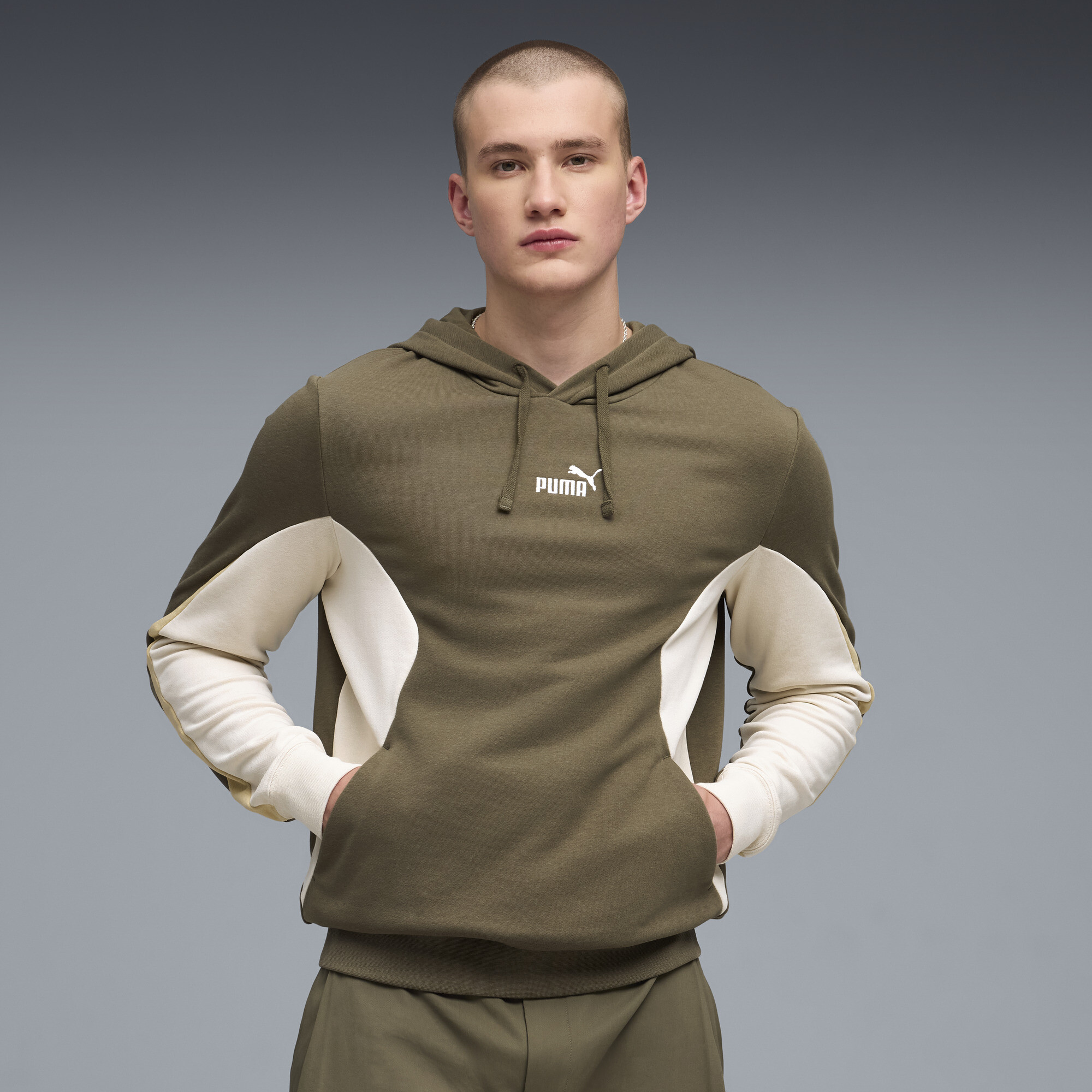 PUMA Essentials Block Men's Hoodie in Green, Size S