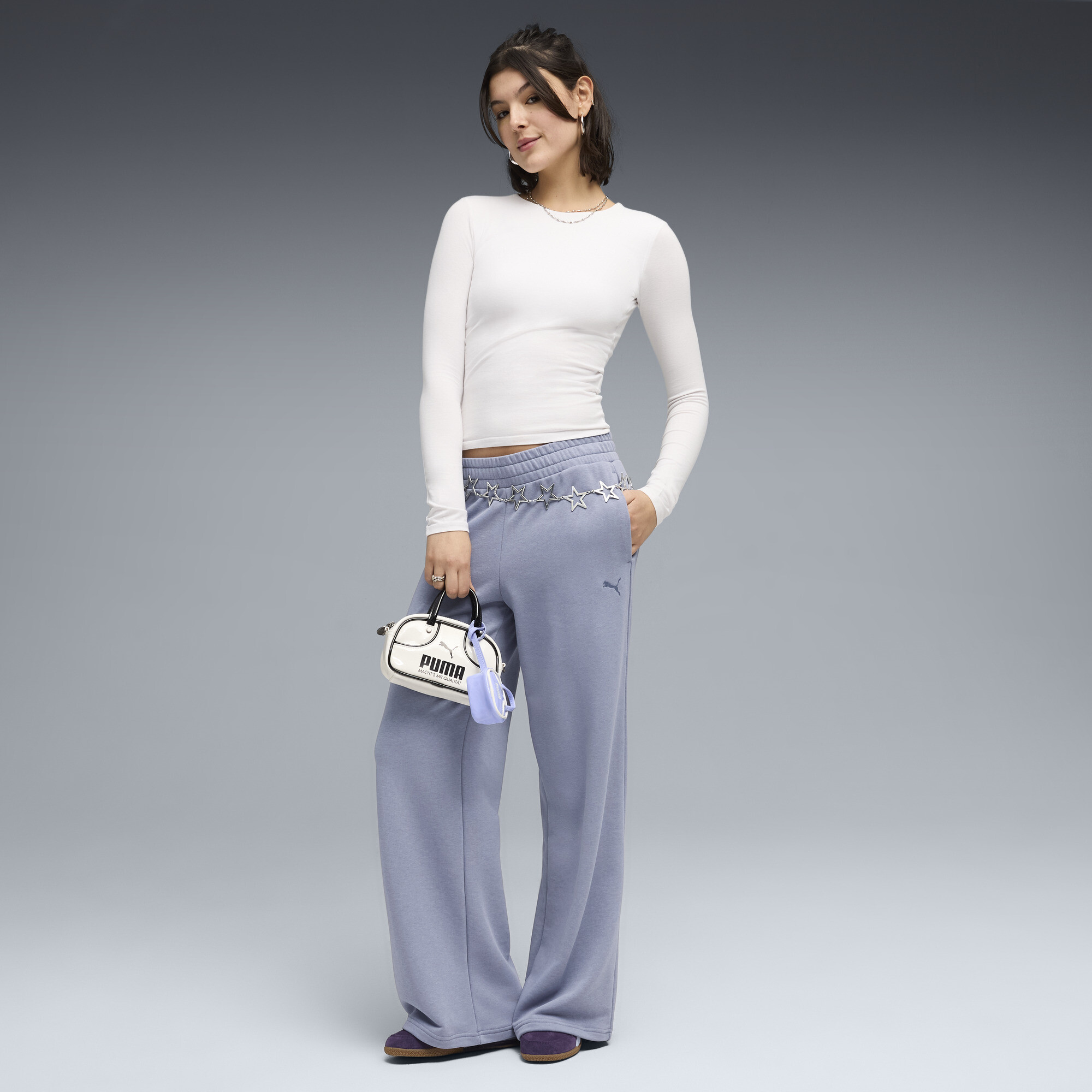 PUMA Essentials broek met wijde pijpen voor Dames, Grijs, Maat M thumbnail 4