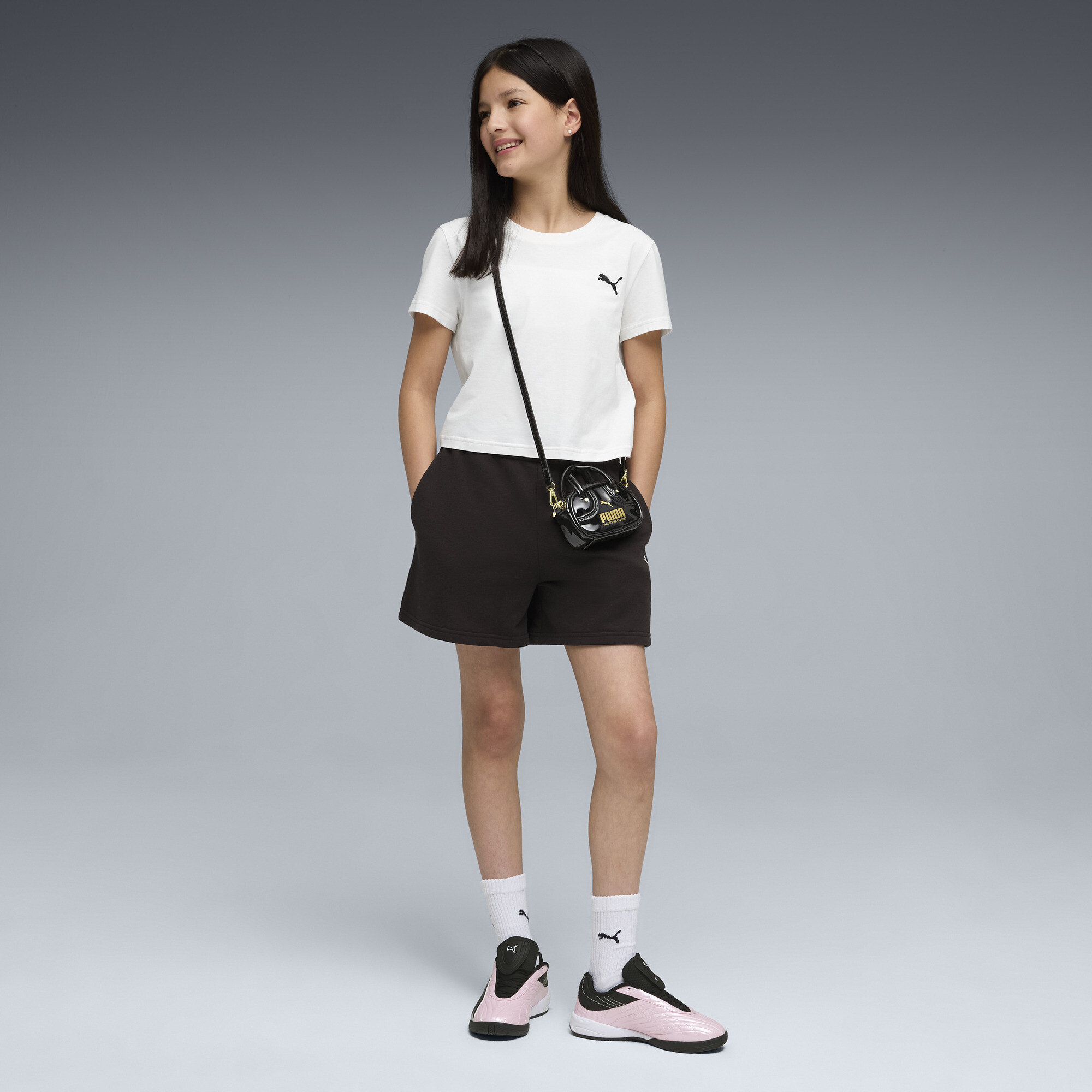 PUMA Essentials short met hoge taille voor Dames, Zwart, Maat 15-16Y thumbnail 4