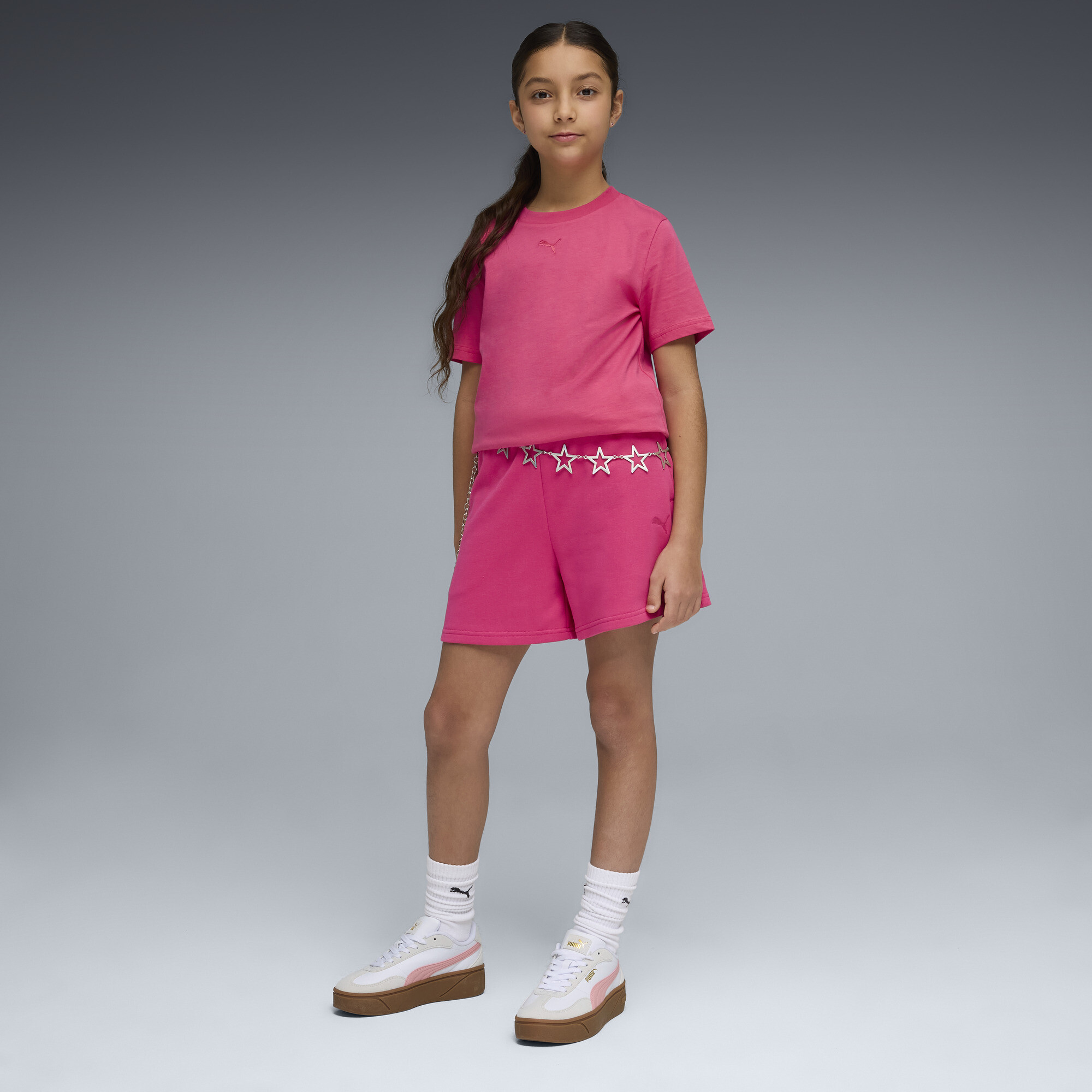 PUMA Essentials short met hoge taille voor Dames, Roze, Maat 9-10Y thumbnail 4