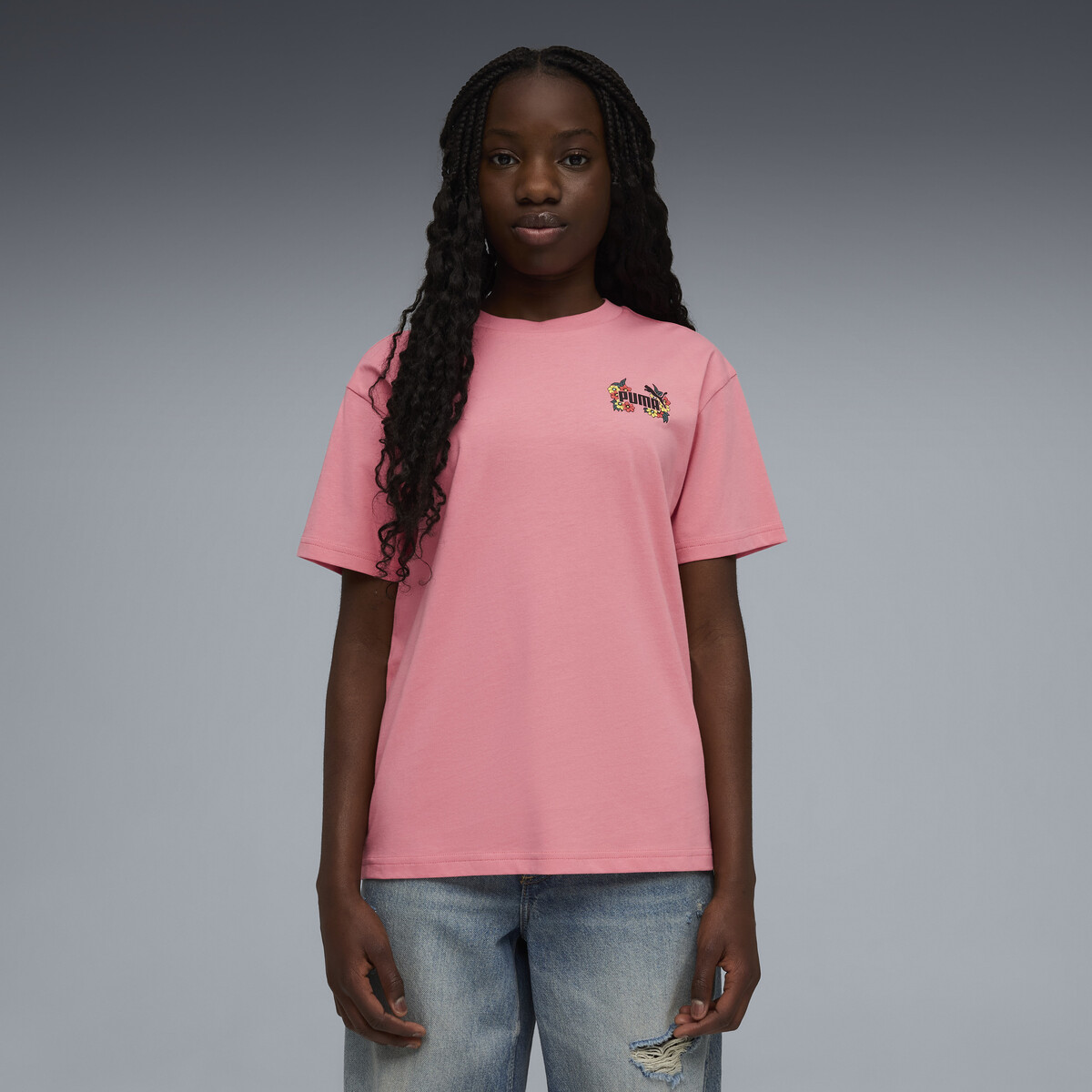 MID 90s Relaxed Graphic T-Shirt Youth in Wild Pink by PUMA, 7-8Y