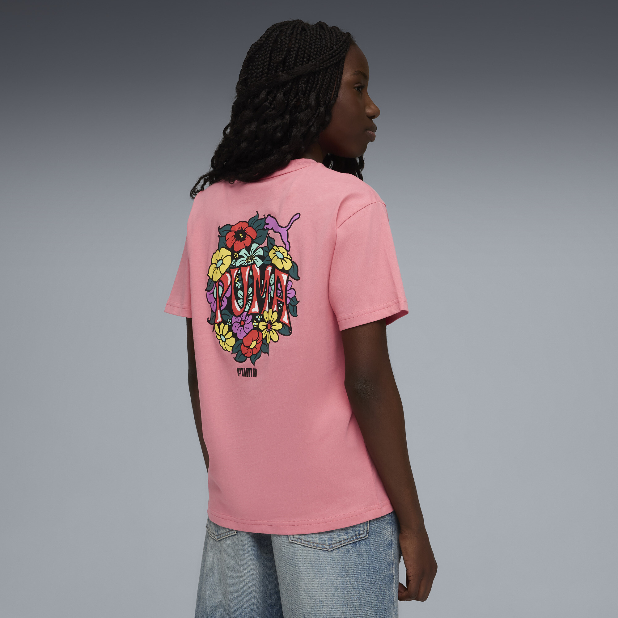 PUMA MID 90s relaxed T-shirt met print voor Dames, Roze, Maat 7-8Y thumbnail 3