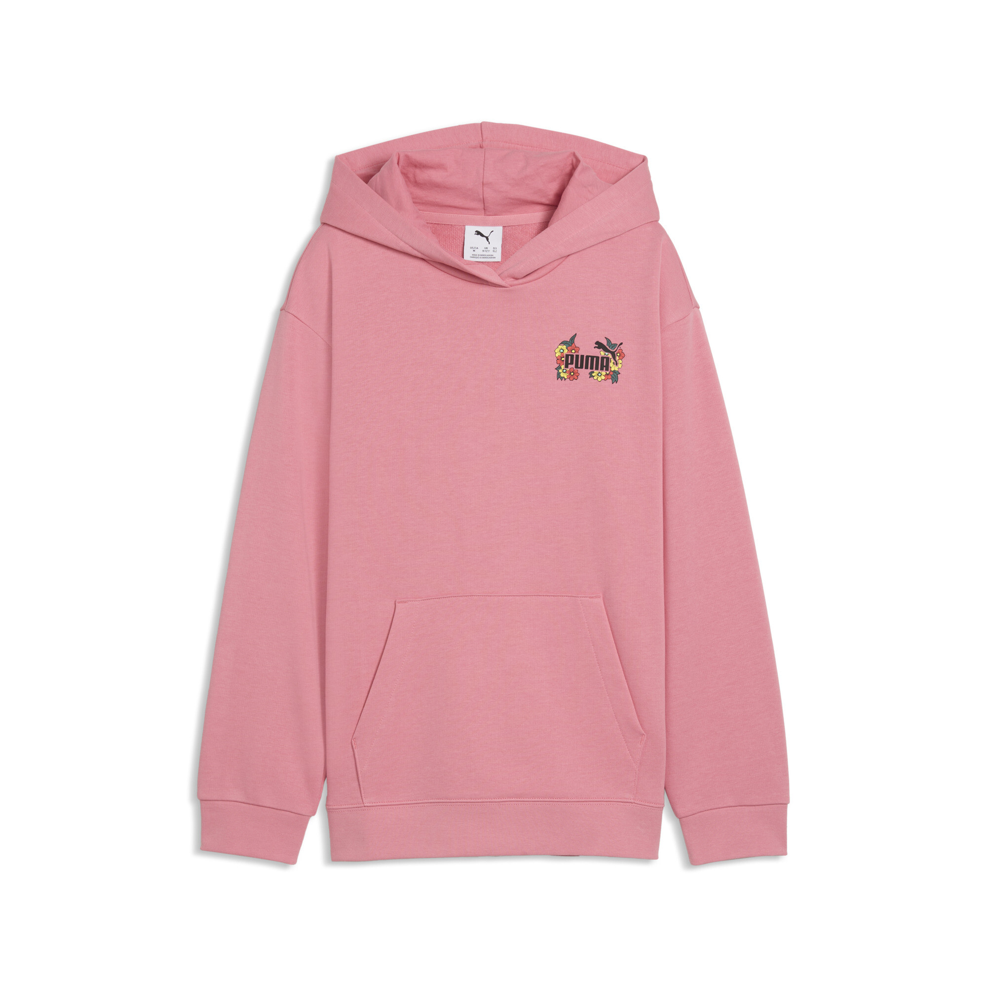 PUMA MID 90s relaxte hoodie met afbeelding voor Dames, Roze, Maat 7-8Y