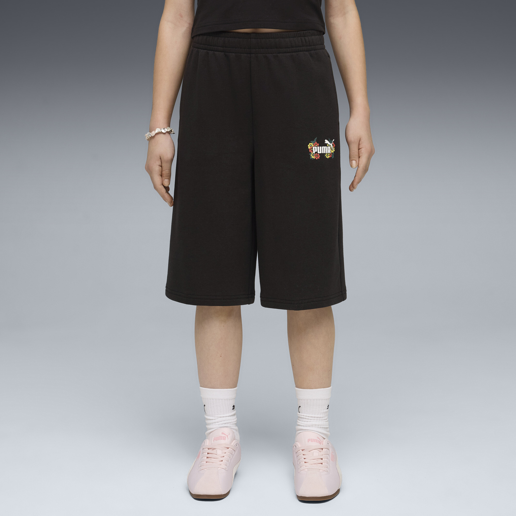 PUMA MID 90s relaxte lange short voor Dames, Zwart, Maat 9-10Y thumbnail 4