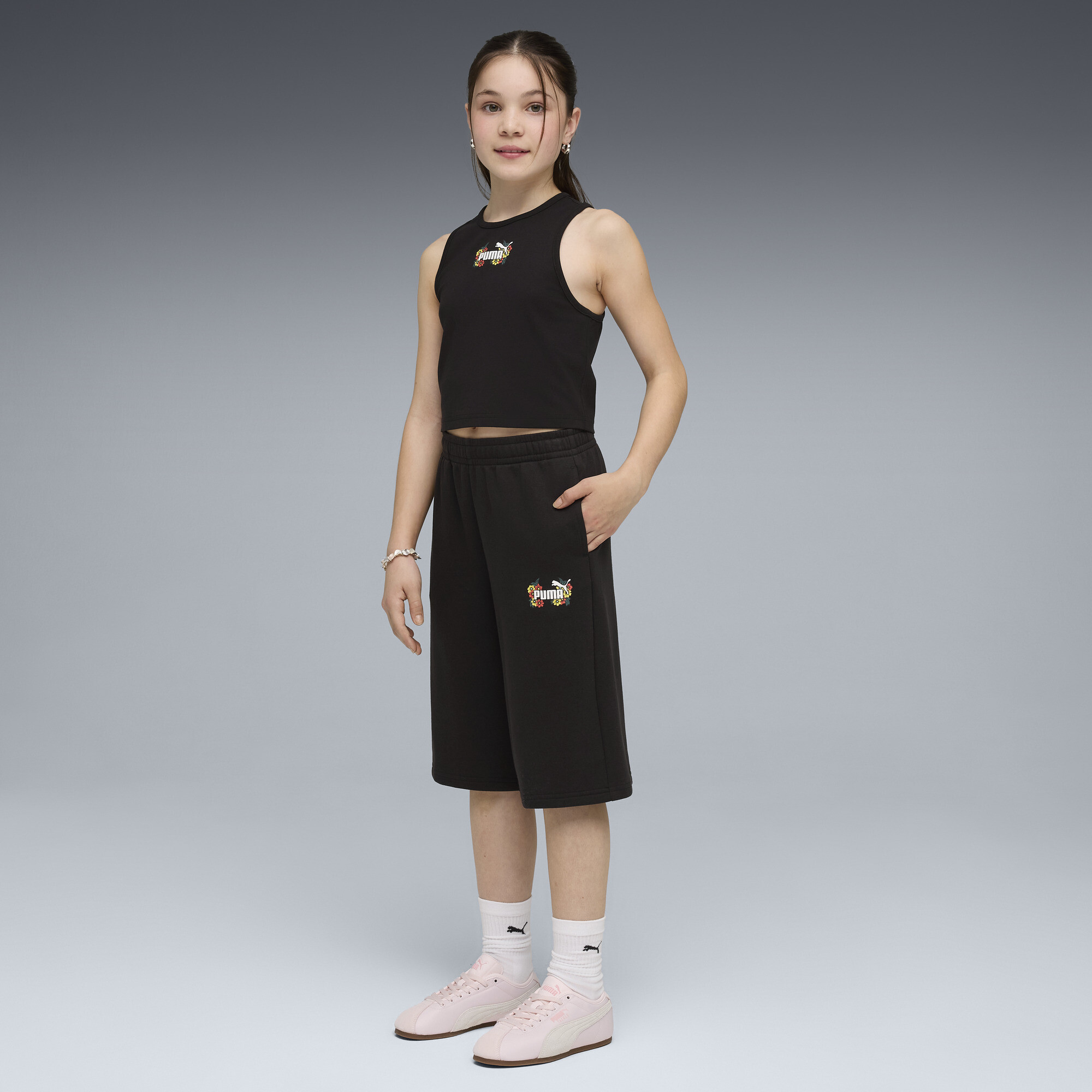 PUMA MID 90s relaxte lange short voor Dames, Zwart, Maat 9-10Y thumbnail 2