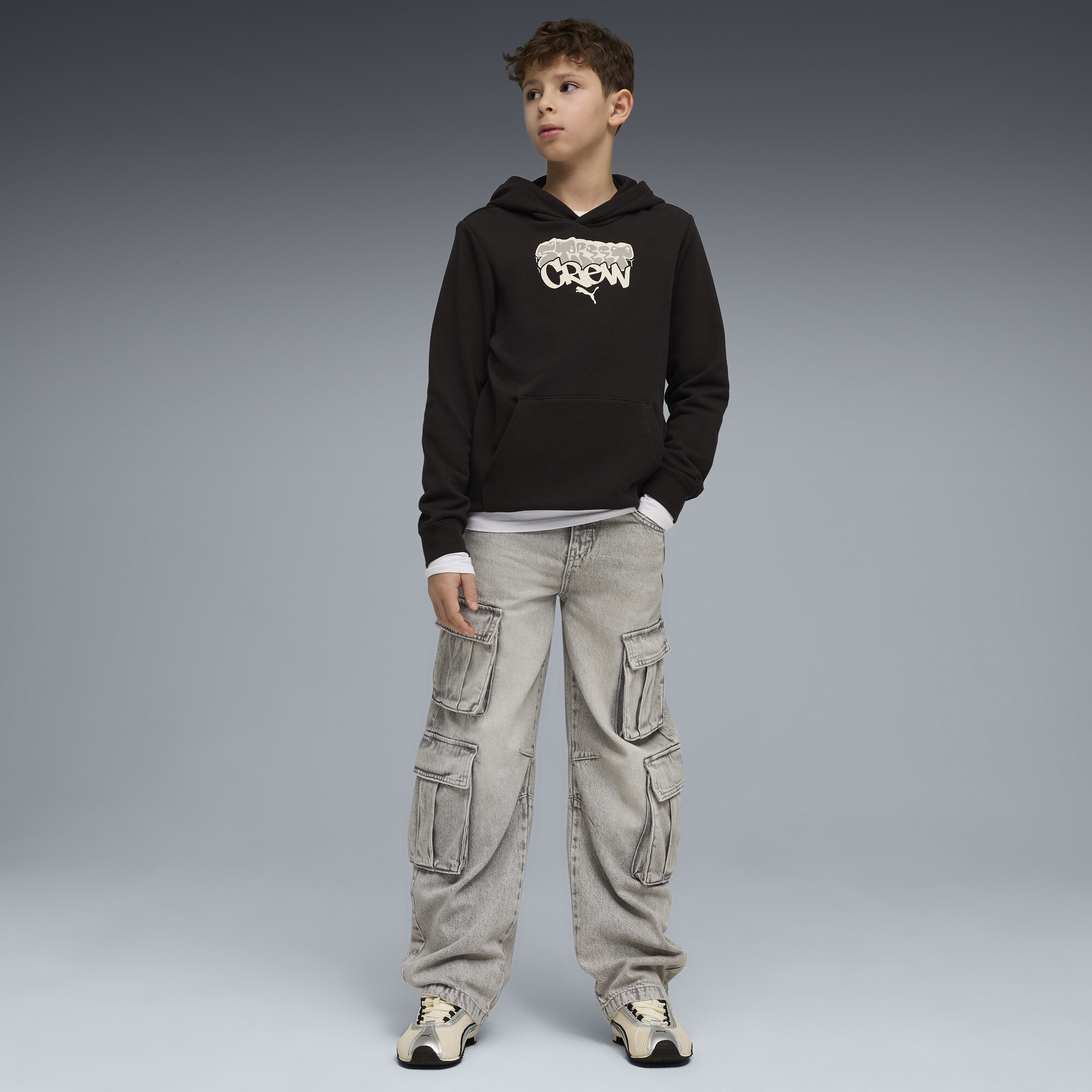 PUMA MID 90s hoodie voor Heren, Zwart, Maat 9-10Y thumbnail 2