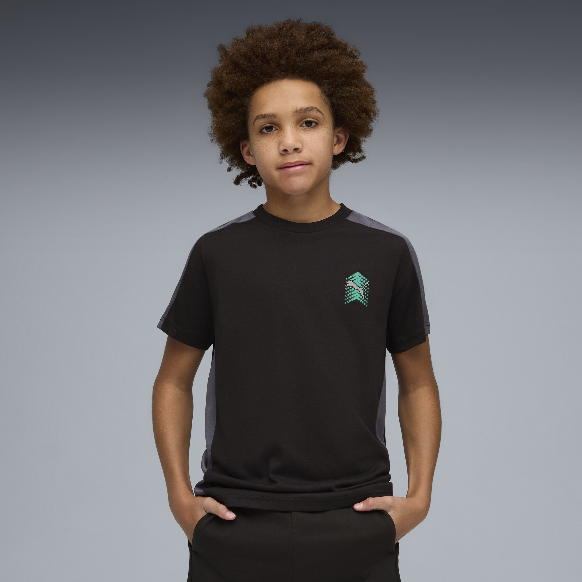 PUMA Active Sports T-shirt met print voor Heren, Zwart, Maat 15-16Y