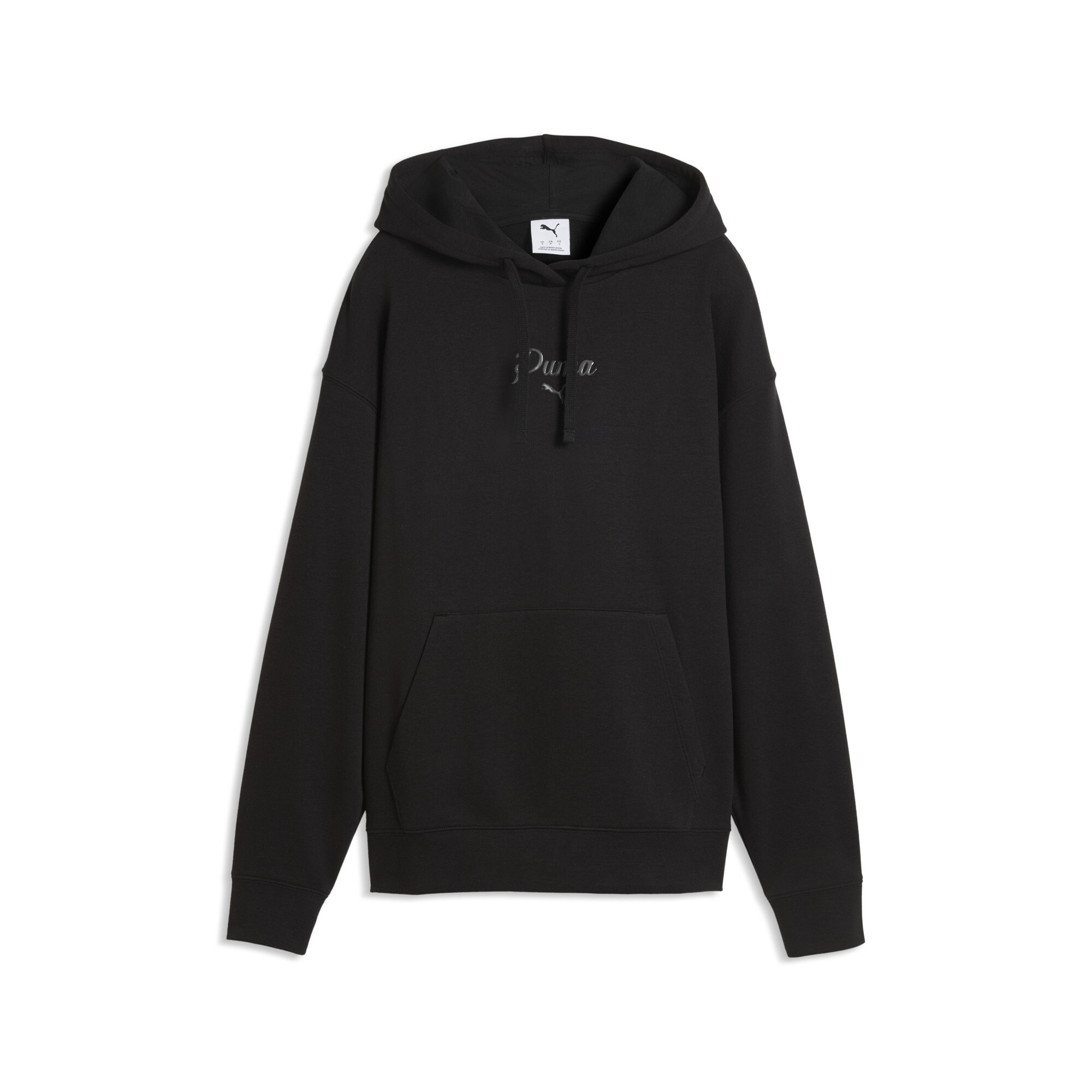 Chandail à capuchon PUMA Essentials Script pour femmes, Noir, Adulte G | 691761_01