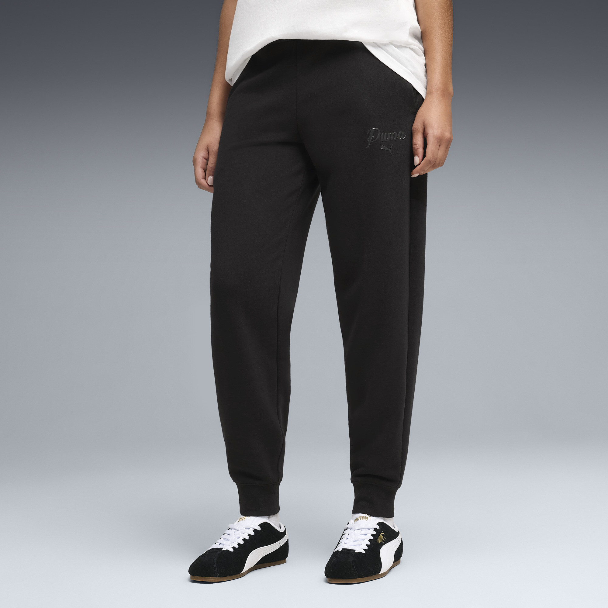 PUMA Essentials Script sweatpant voor Dames, Zwart, Maat L