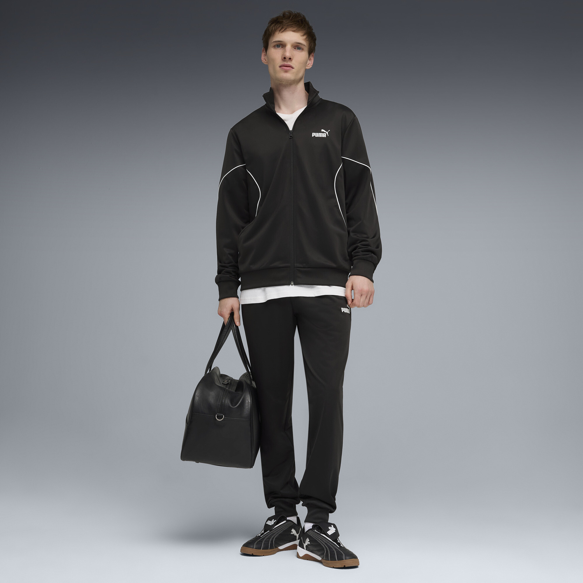 メンズウェア #THUNDER STRIPES MOCK NECK TEE BLACK Спортивный костюм Piping Tracksuit Men | Цвет: Черный | Puma Black