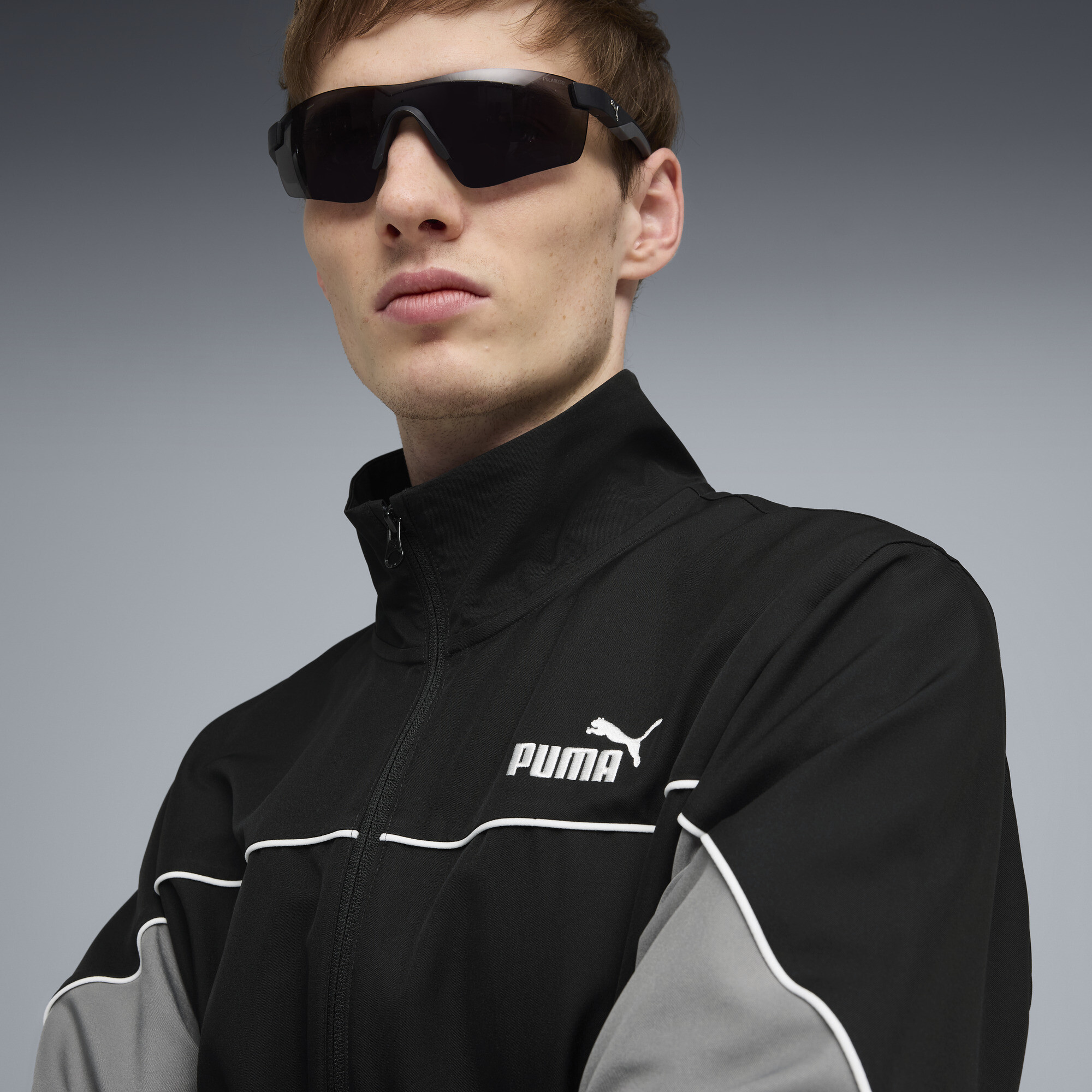 PUMA Geweven colourblock-trainingspak voor Heren, Zwart, Maat L thumbnail 4