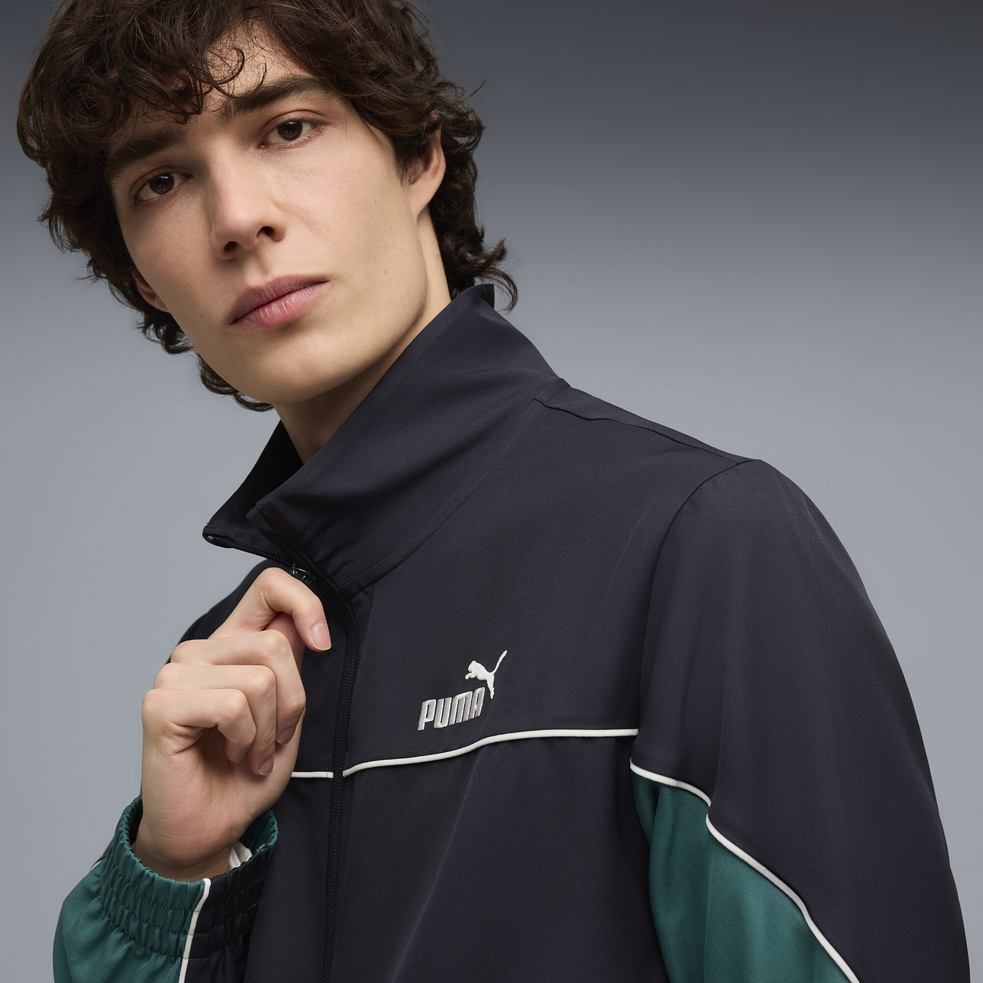 PUMA Geweven colourblock-trainingspak voor Heren, Blauw, Maat XL thumbnail 4