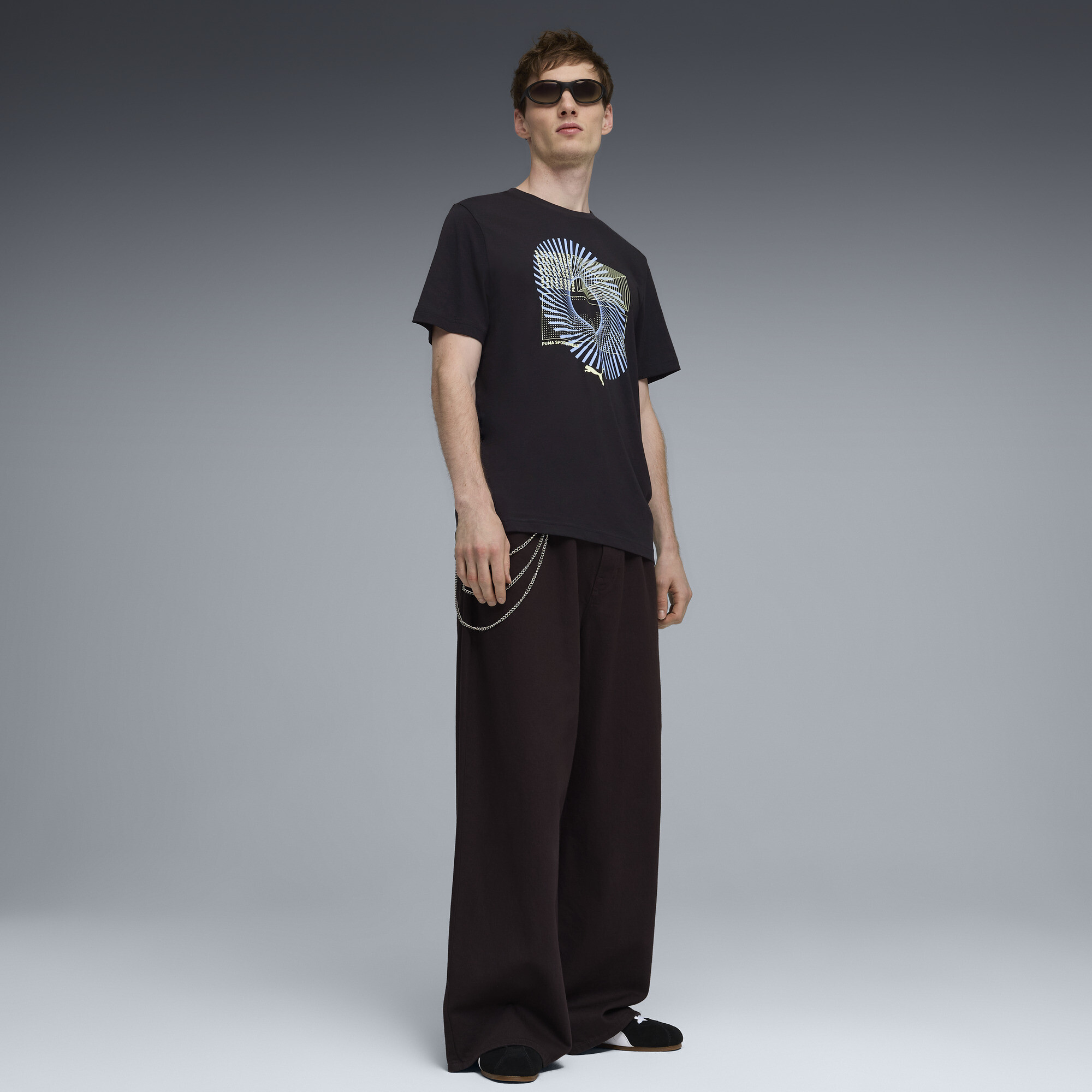 PUMA T-shirt met circulaire print voor Heren, Zwart, Maat XS thumbnail 4