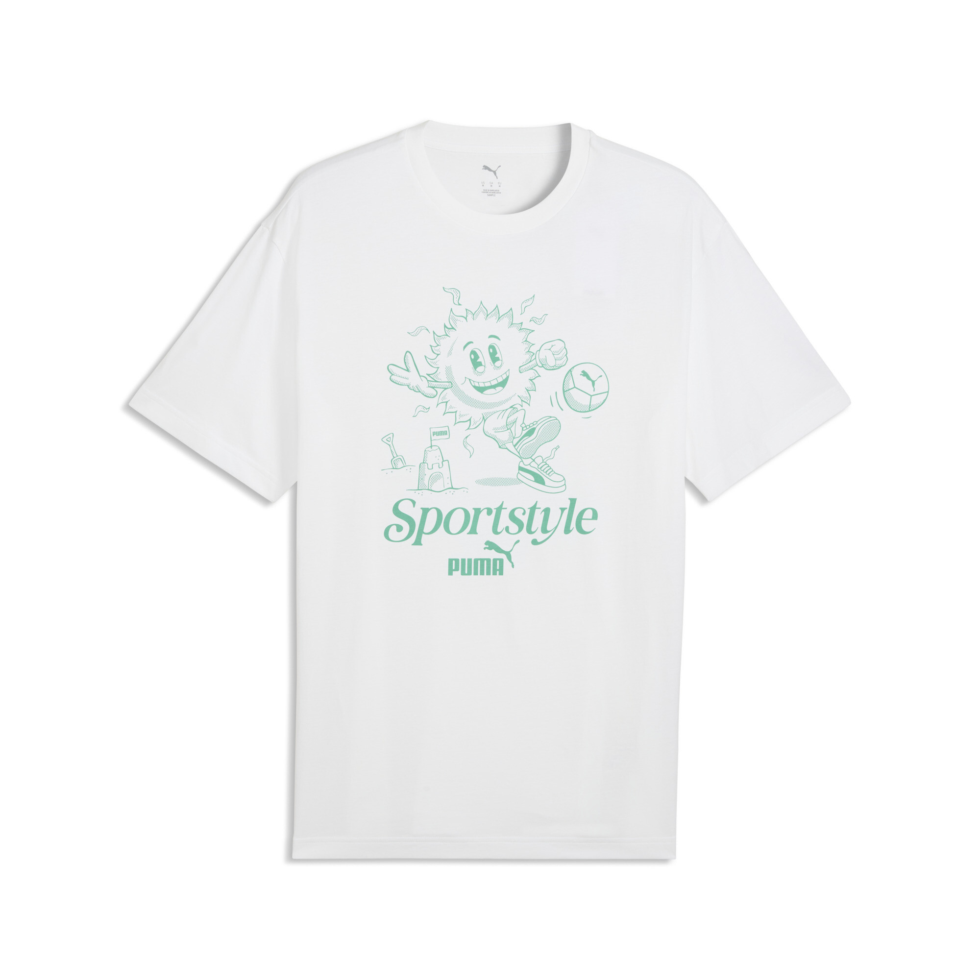 PUMA T-shirt met zonnenafbeelding voor Heren, Wit, Maat XL thumbnail 3