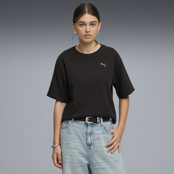 Remera PUMA holgada Essentials Elevated para Mujer En Negro