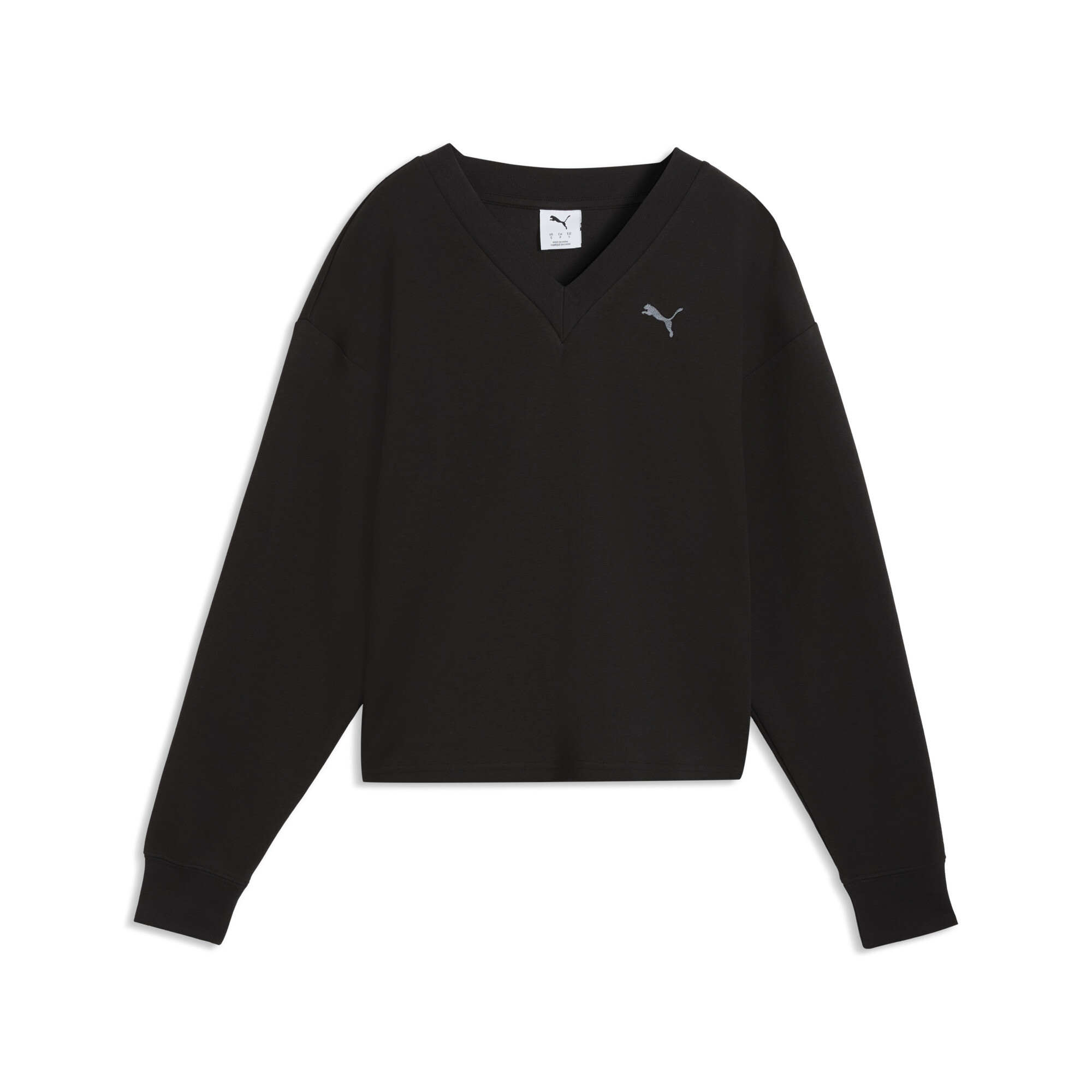 PUMA Essentials Elevated sweatshirt met V-hals voor Dames, Zwart, Maat L thumbnail 3