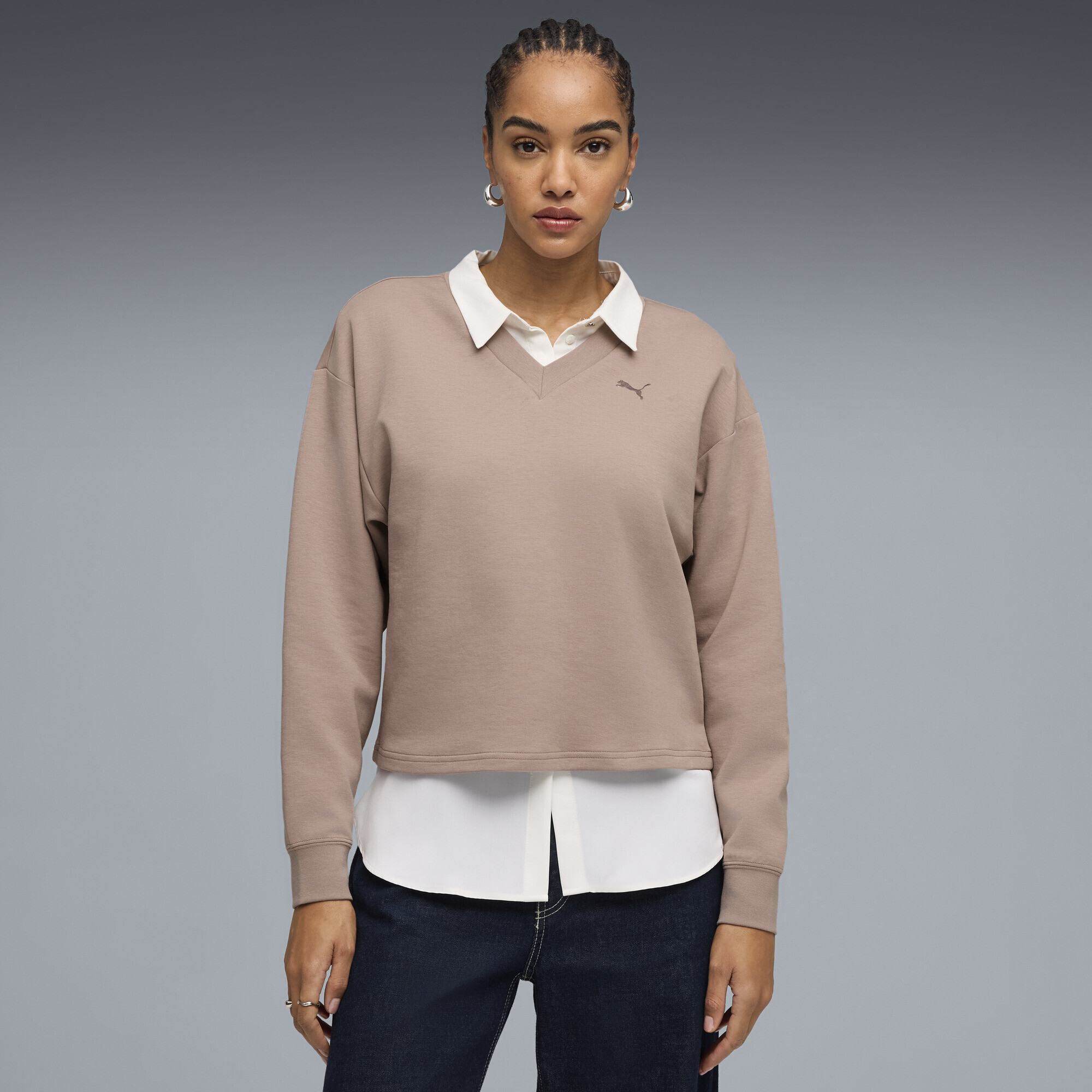 PUMA Essentials Elevated sweatshirt met V-hals voor Dames, Maat S thumbnail 4
