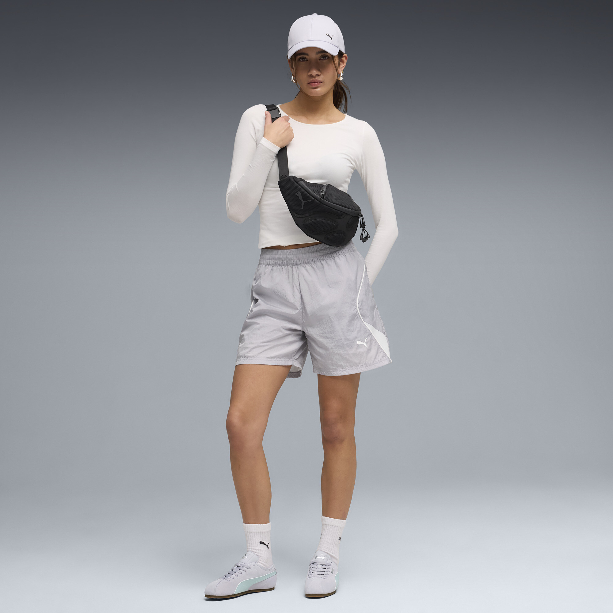 PUMA Sport geweven short voor Dames, Zilver, Maat L thumbnail 4