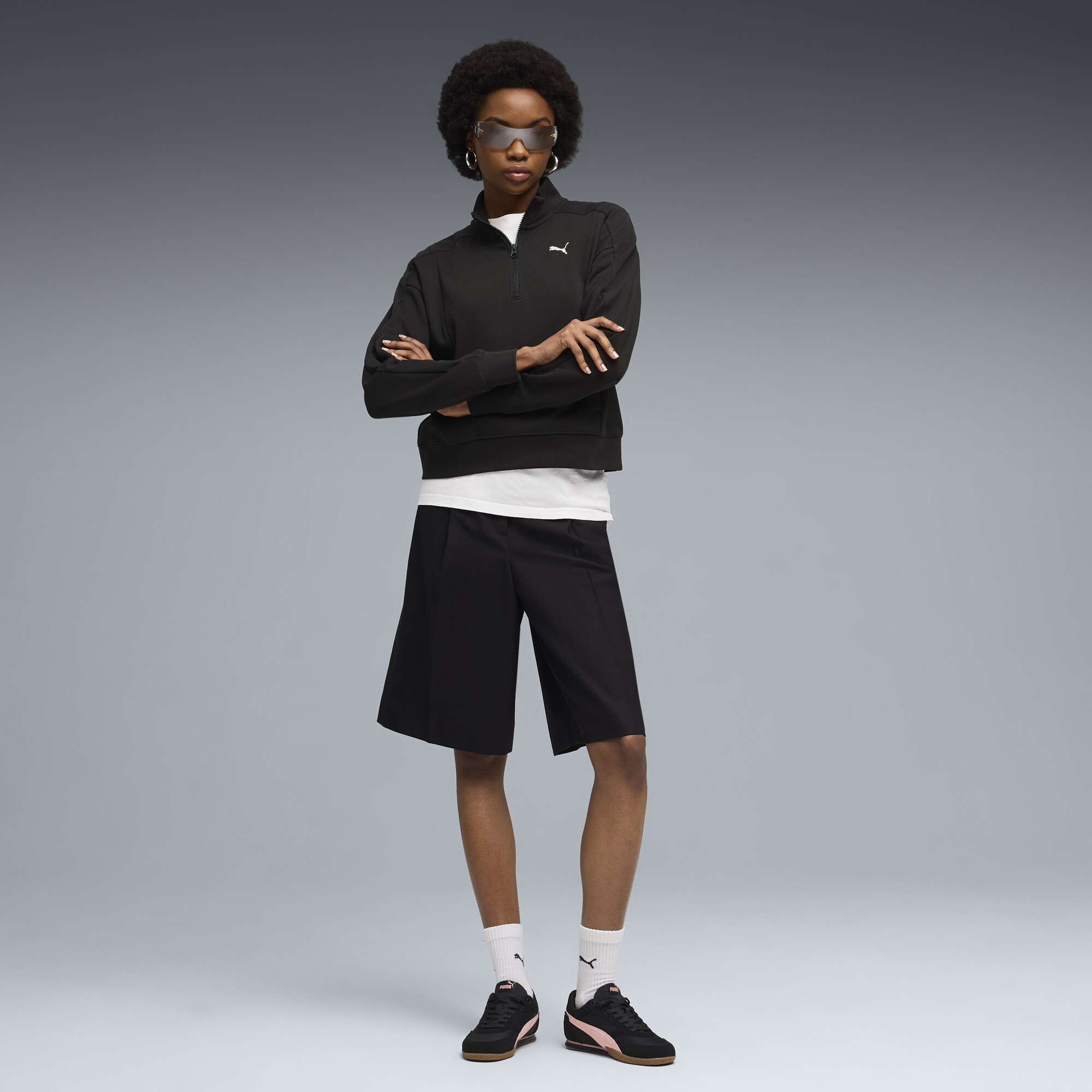 PUMA Class relaxed sweatshirt met halve rits voor Dames, Zwart, Maat XS thumbnail 4