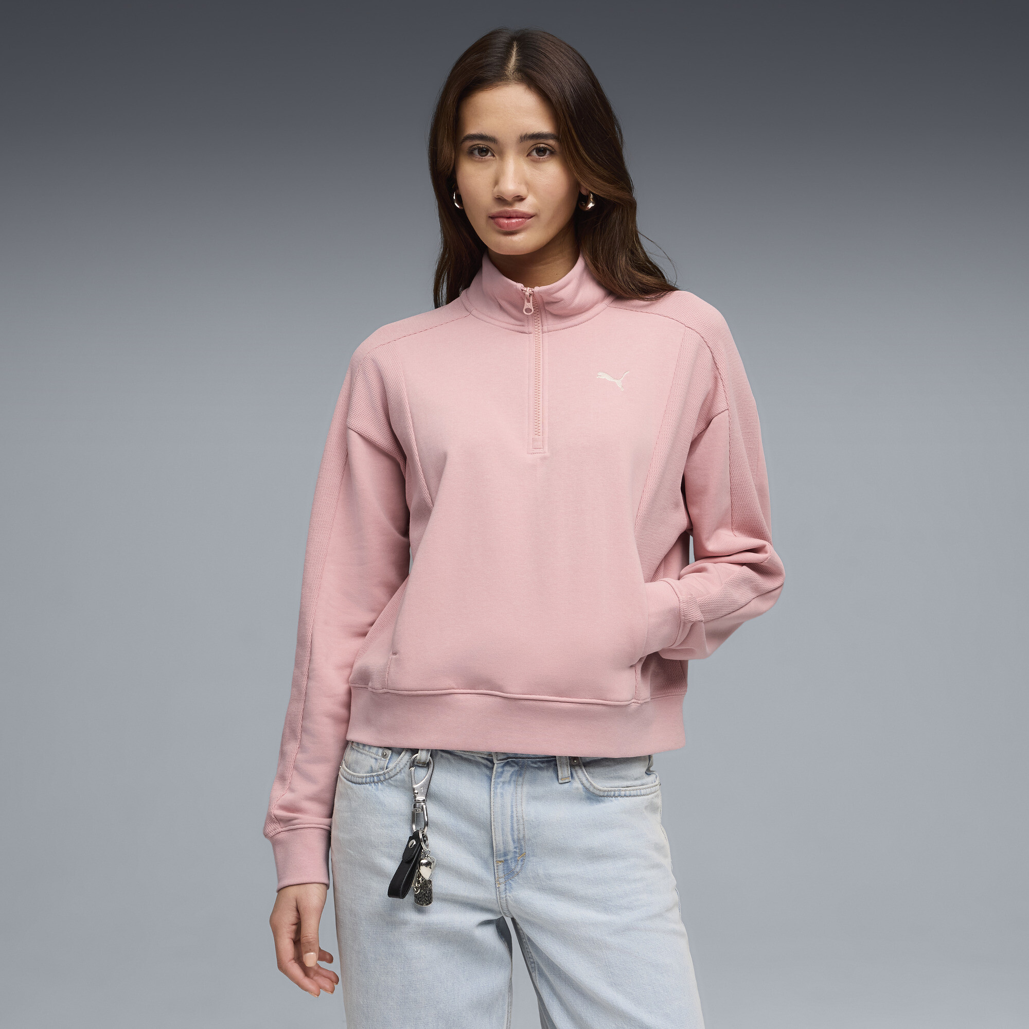 PUMA Class relaxed sweatshirt met halve rits voor Dames, Maat L